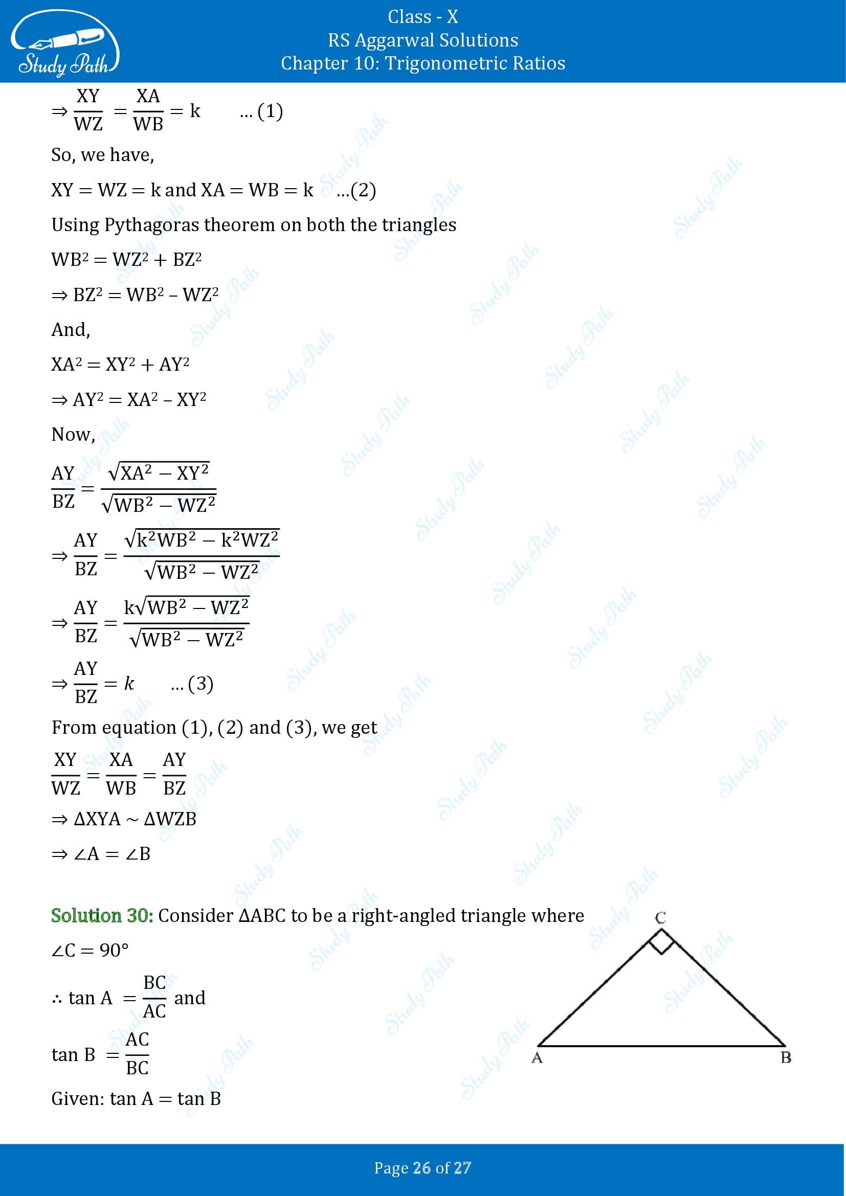 RS Aggarwal Solutions for Class 10 Chapter 10 Trigonometric Ratios Exercise 10 00026