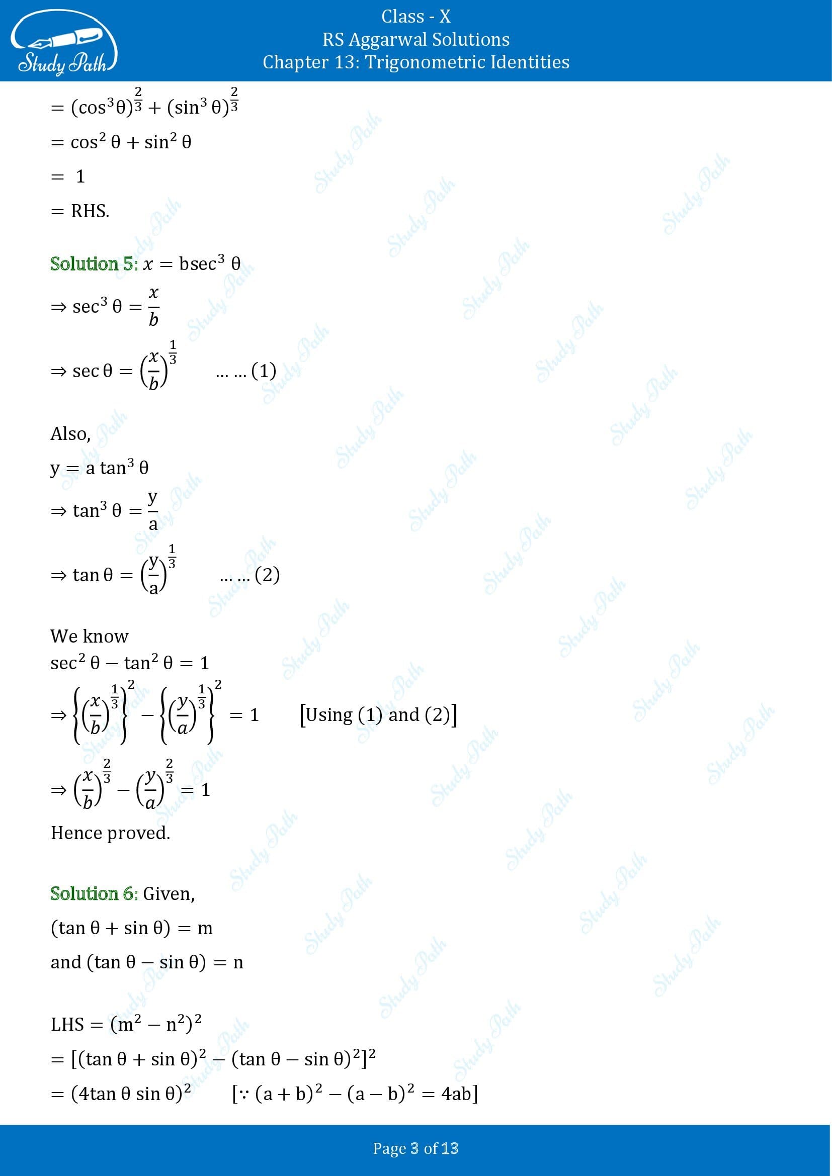 RS Aggarwal Solutions for Class 10 Chapter 13 Trigonometric Identities Exercise 13B 00003