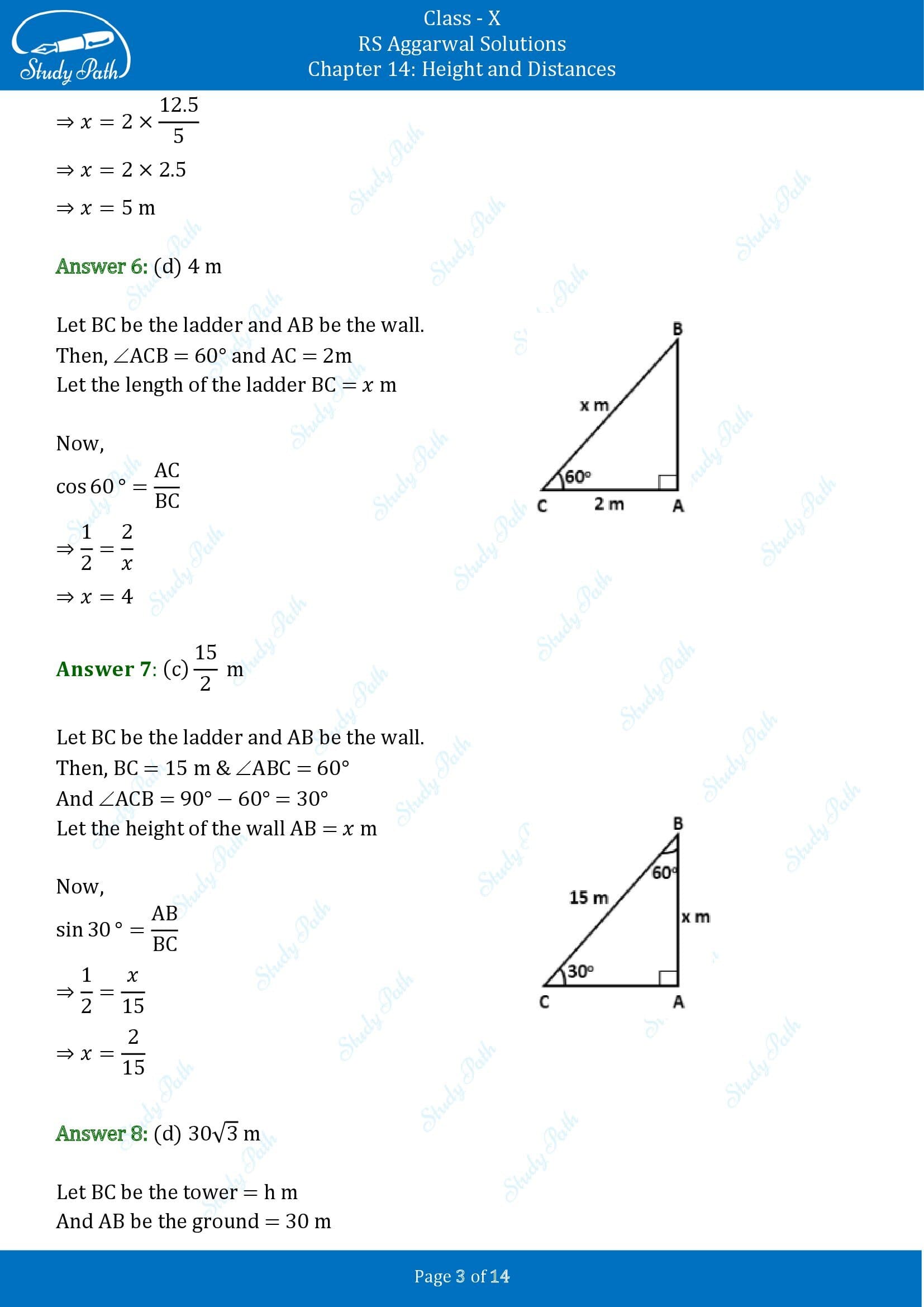 RS Aggarwal Solutions for Class 10 Chapter 14 Height and Distances Multiple Choice Questions 00003