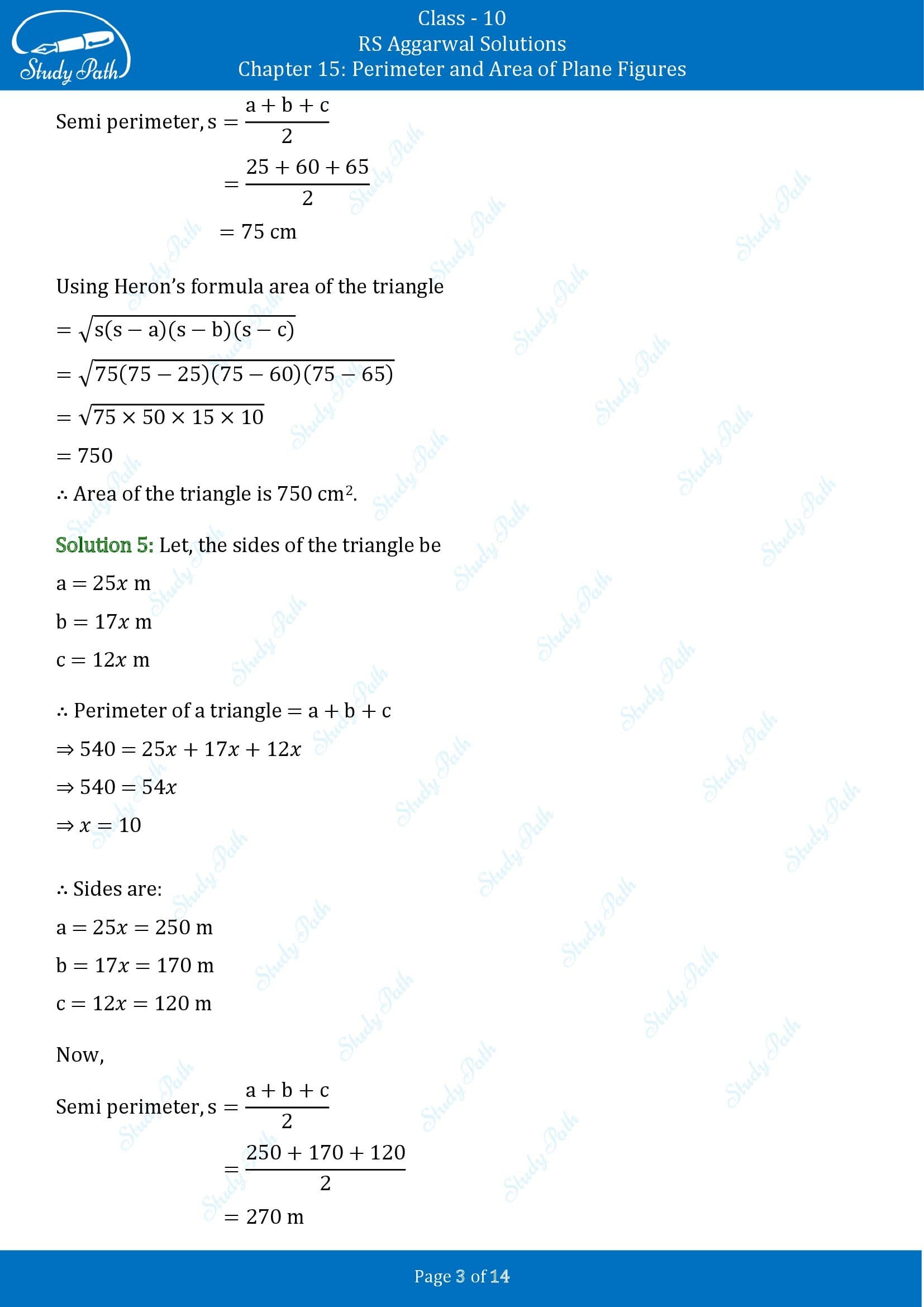 RS Aggarwal Solutions for Class 10 Chapter 15 Perimeter and Area of Plane Figures Exercise 15A 00003