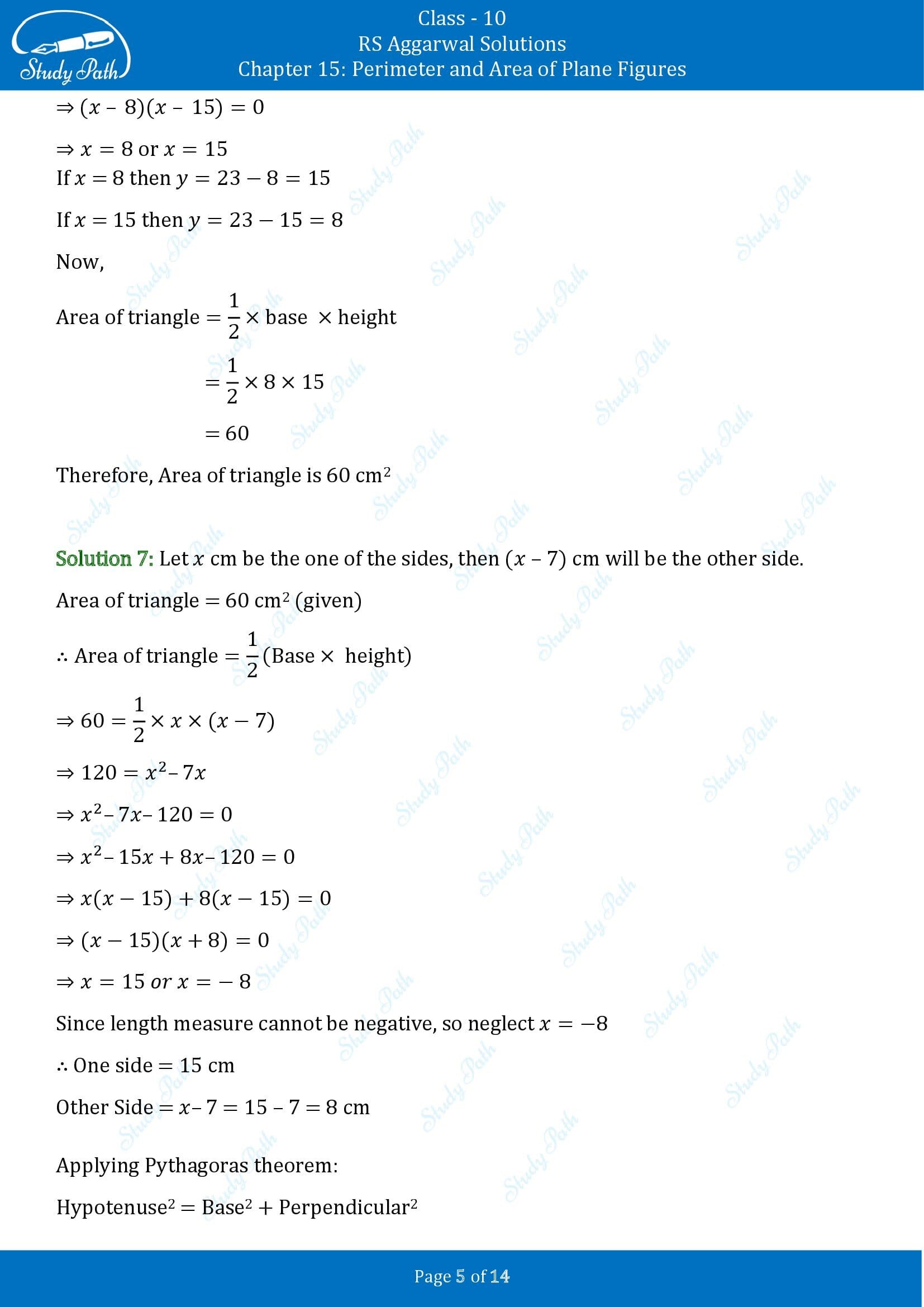 RS Aggarwal Solutions for Class 10 Chapter 15 Perimeter and Area of Plane Figures Exercise 15A 00005