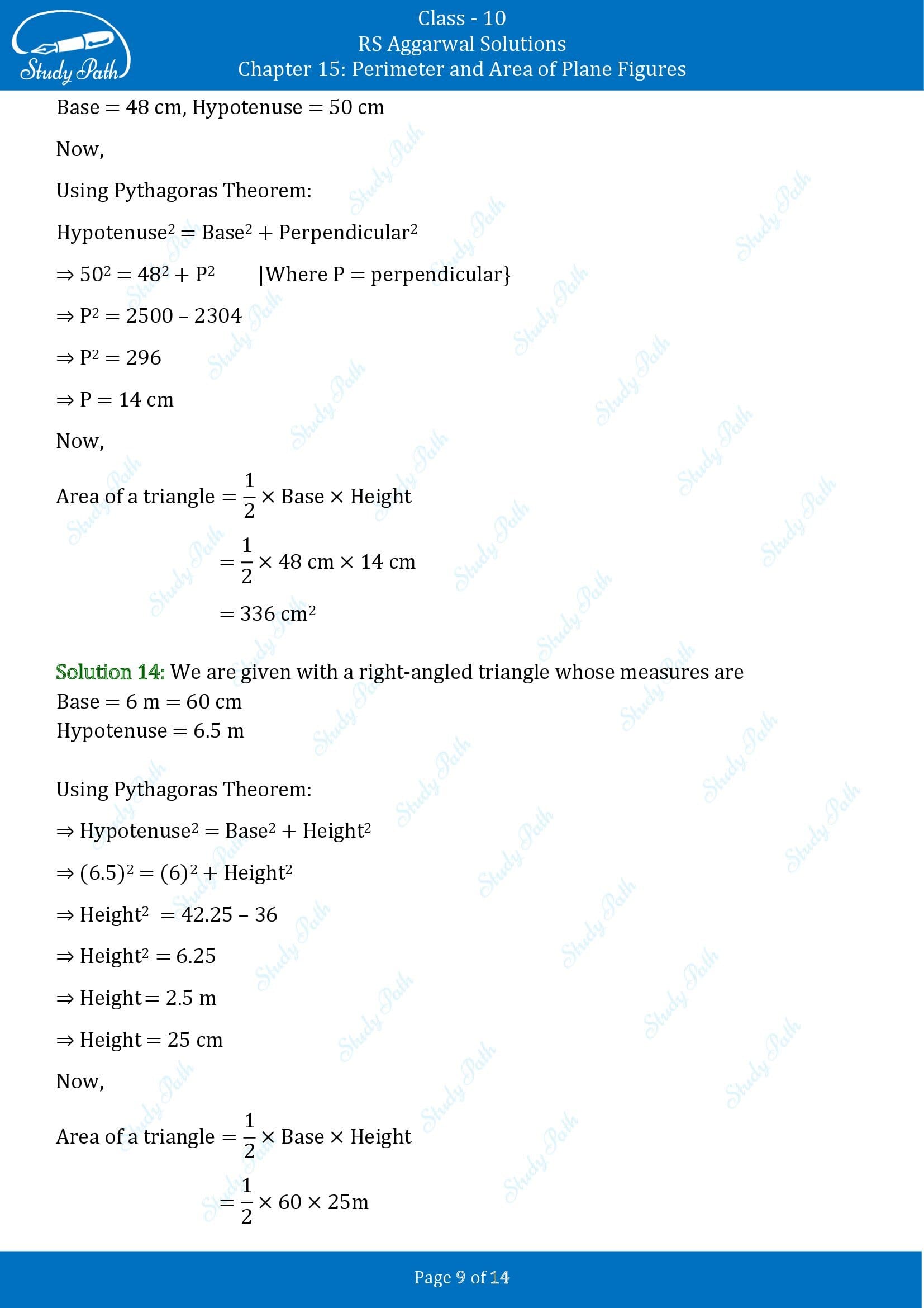 RS Aggarwal Solutions for Class 10 Chapter 15 Perimeter and Area of Plane Figures Exercise 15A 00009