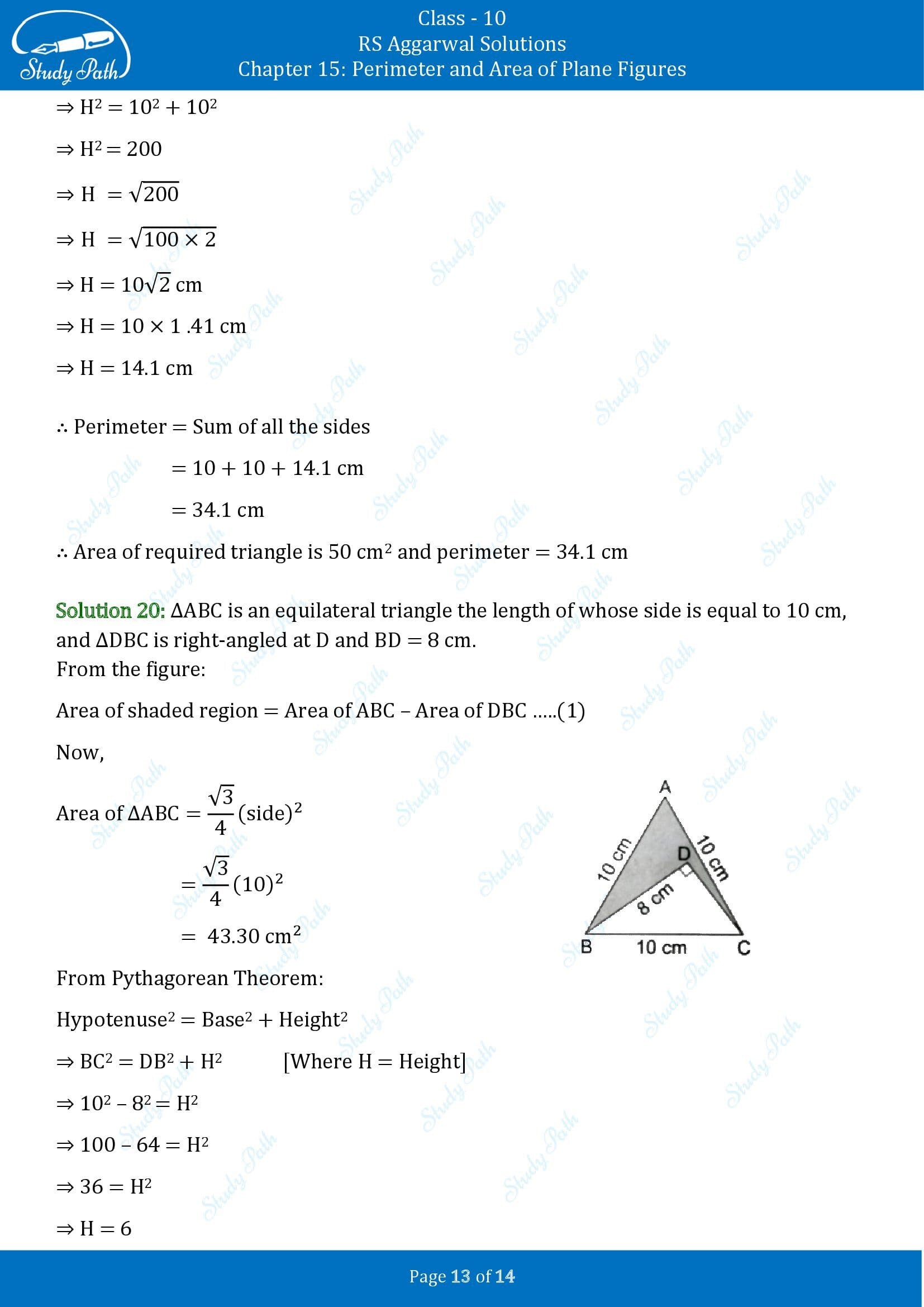 RS Aggarwal Solutions for Class 10 Chapter 15 Perimeter and Area of Plane Figures Exercise 15A 00013