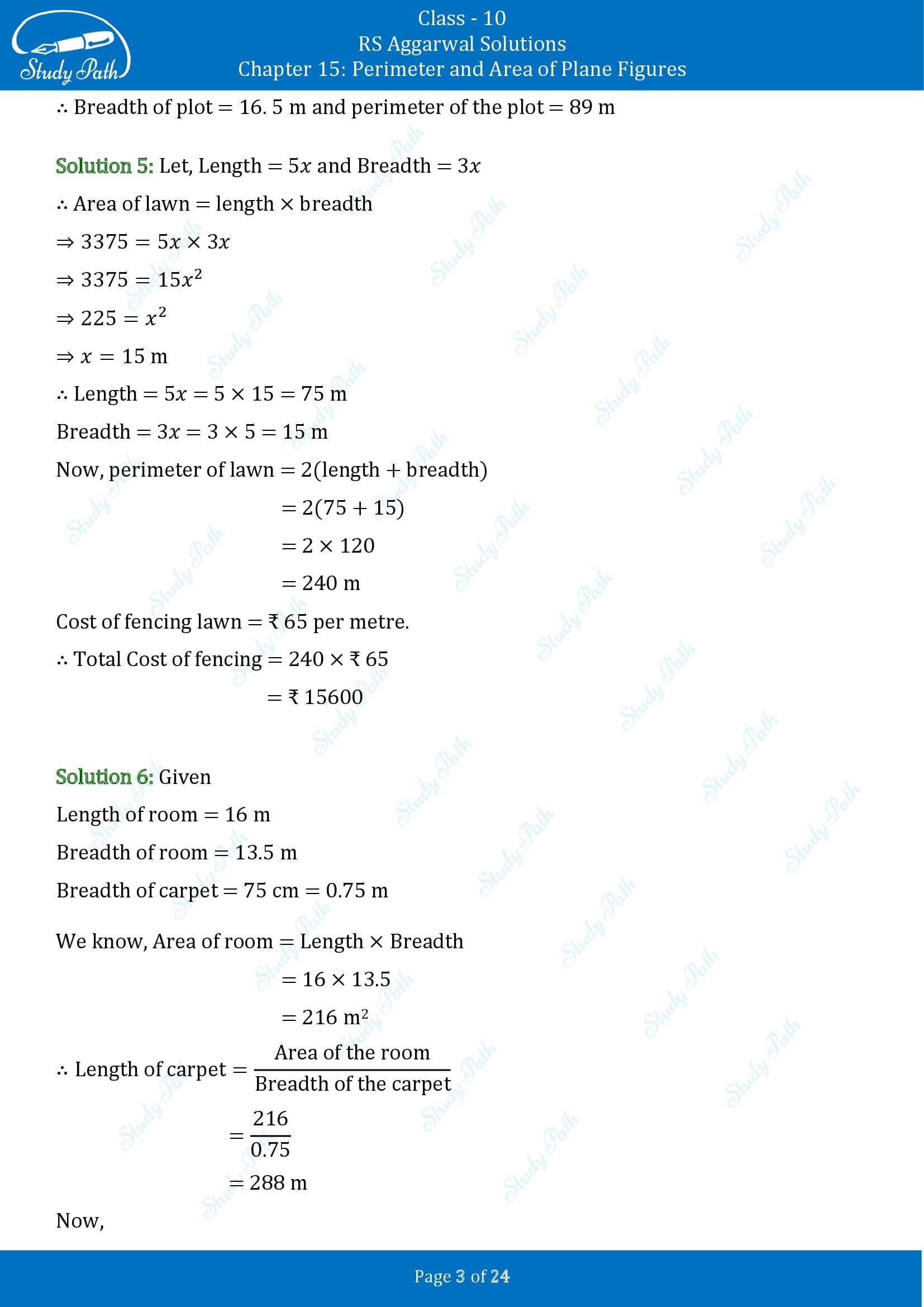 RS Aggarwal Solutions for Class 10 Chapter 15 Perimeter and Area of Plane Figures Exercise 15B 00003