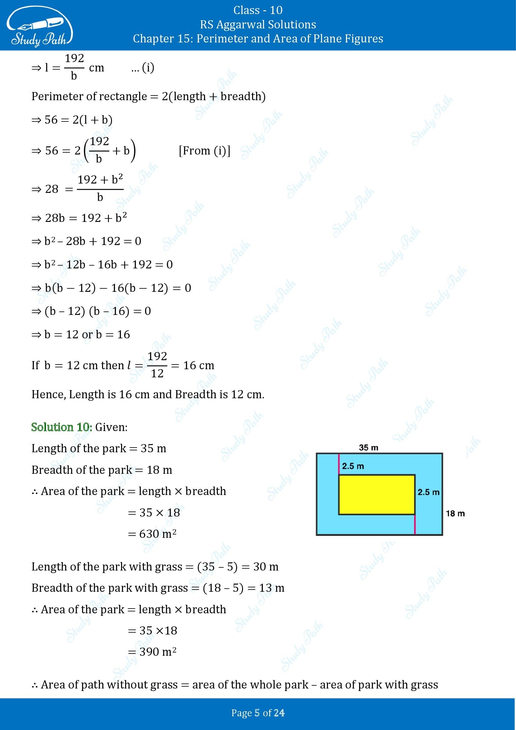 RS Aggarwal Solutions for Class 10 Chapter 15 Perimeter and Area of Plane Figures Exercise 15B 00005