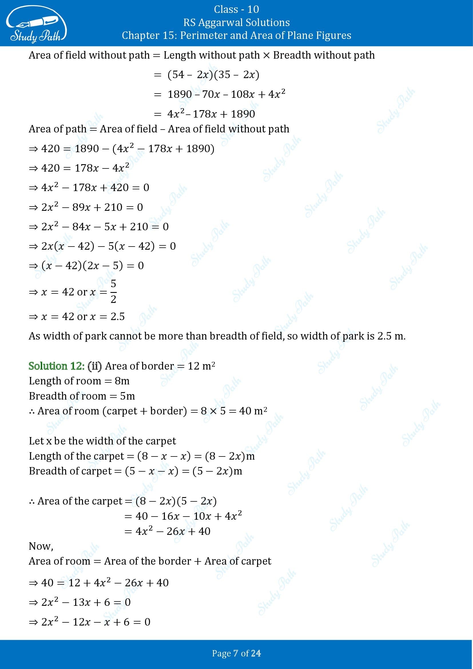 RS Aggarwal Solutions for Class 10 Chapter 15 Perimeter and Area of Plane Figures Exercise 15B 00007