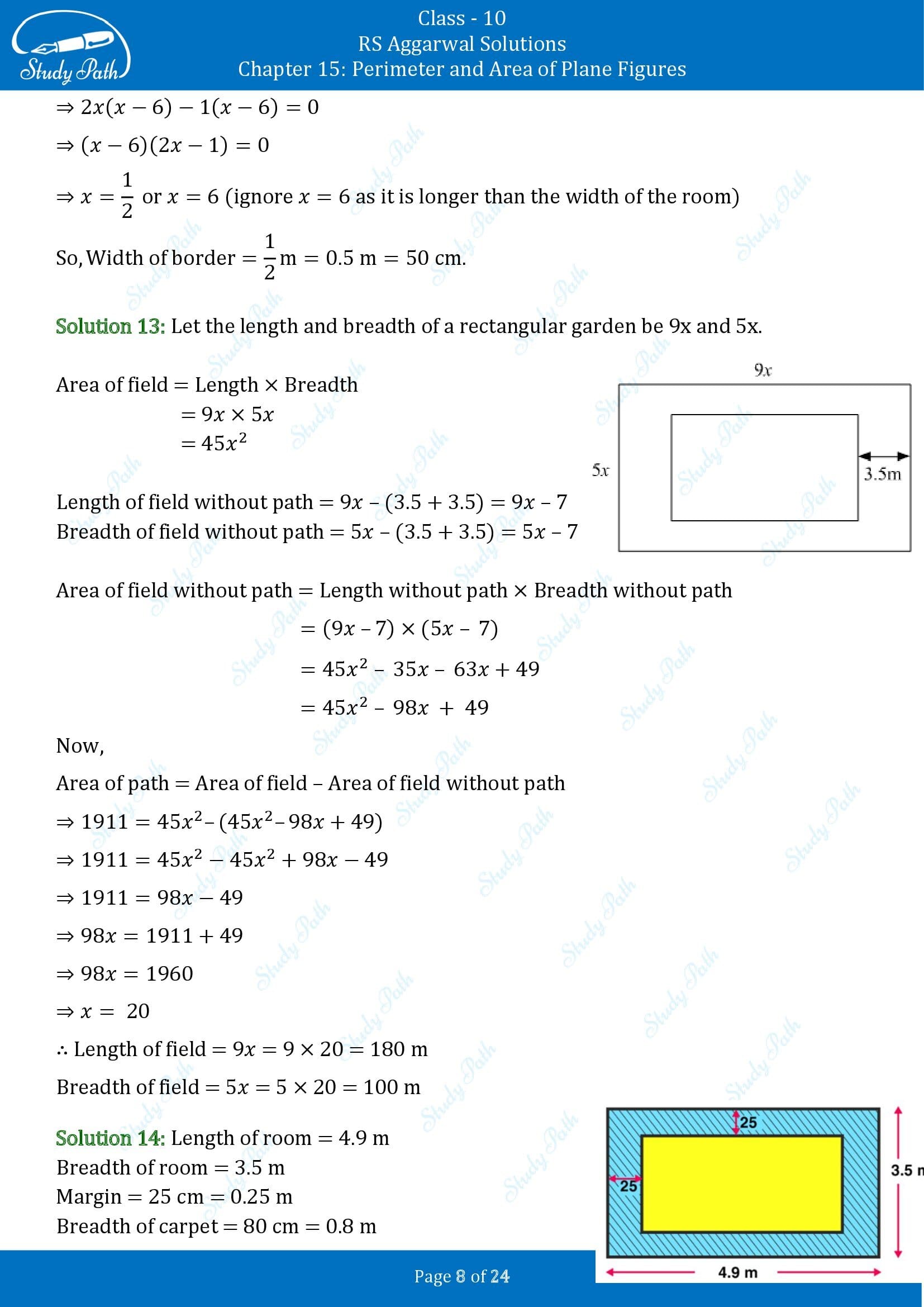 RS Aggarwal Solutions for Class 10 Chapter 15 Perimeter and Area of Plane Figures Exercise 15B 00008