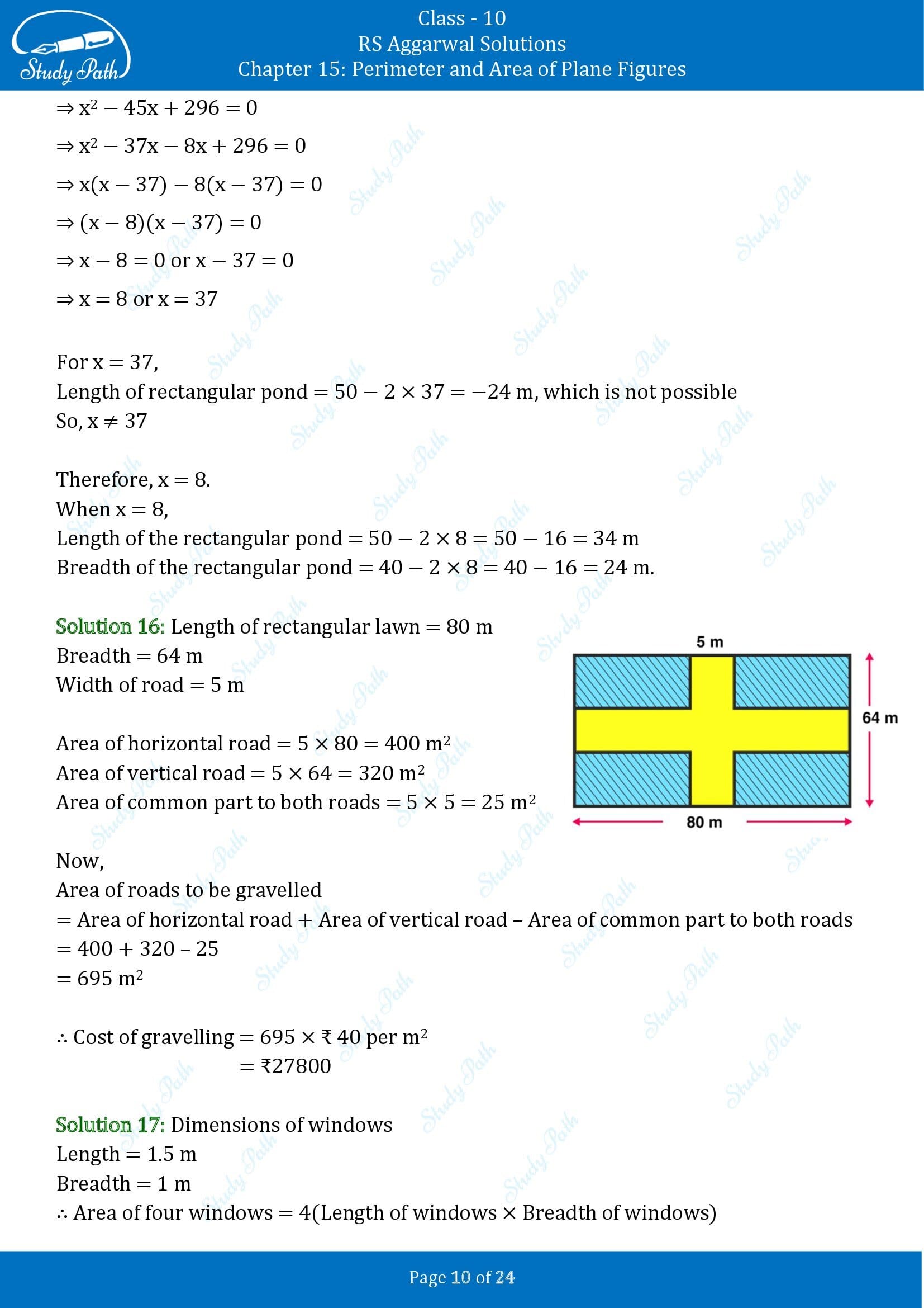 RS Aggarwal Solutions for Class 10 Chapter 15 Perimeter and Area of Plane Figures Exercise 15B 00010