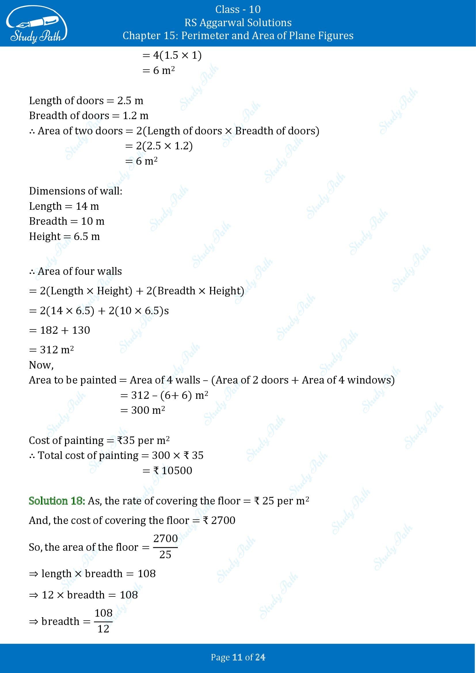 RS Aggarwal Solutions for Class 10 Chapter 15 Perimeter and Area of Plane Figures Exercise 15B 00011