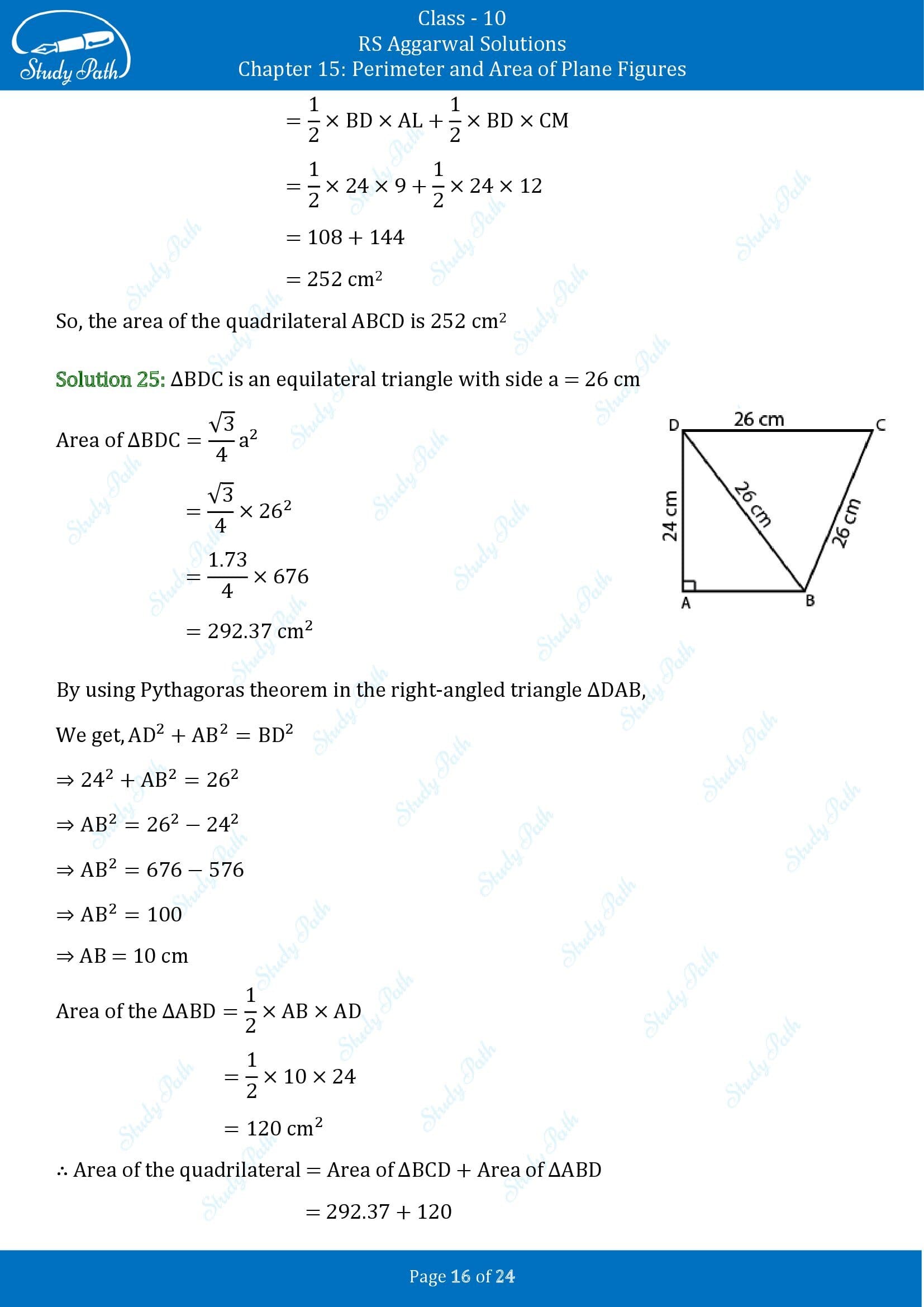 RS Aggarwal Solutions for Class 10 Chapter 15 Perimeter and Area of Plane Figures Exercise 15B 00016