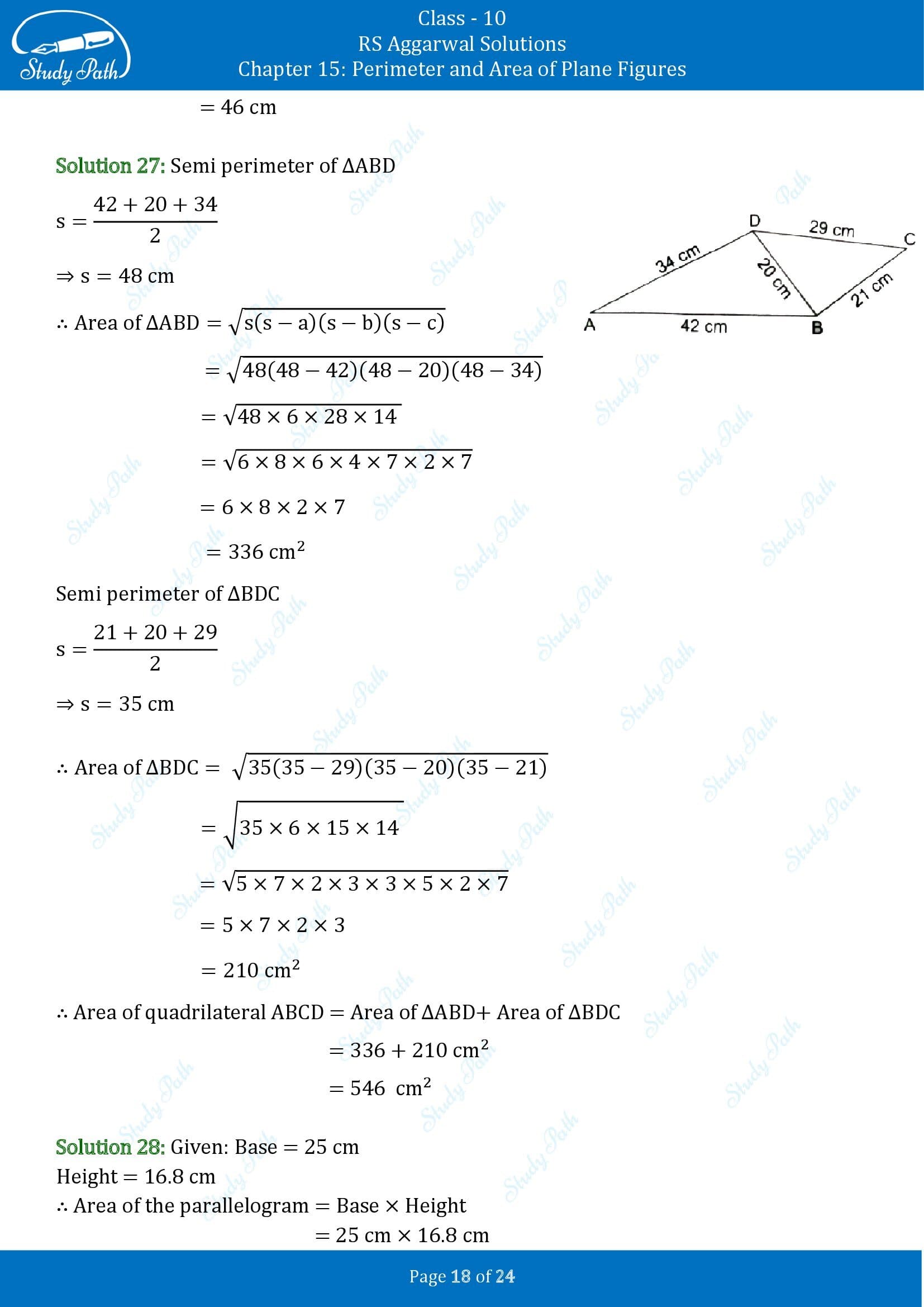 RS Aggarwal Solutions for Class 10 Chapter 15 Perimeter and Area of Plane Figures Exercise 15B 00018