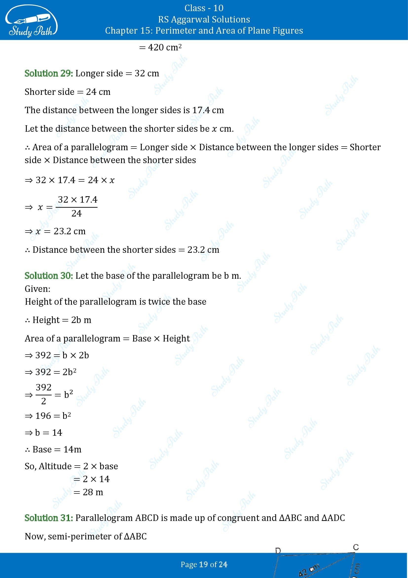 RS Aggarwal Solutions for Class 10 Chapter 15 Perimeter and Area of Plane Figures Exercise 15B 00019