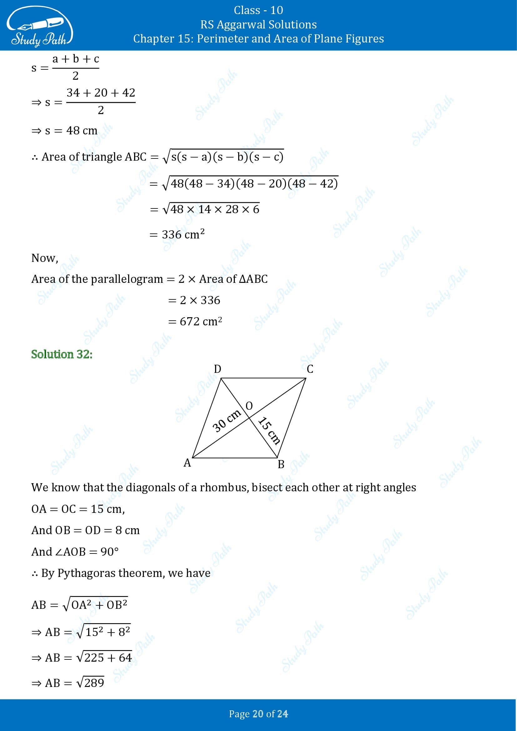 RS Aggarwal Solutions for Class 10 Chapter 15 Perimeter and Area of Plane Figures Exercise 15B 00020