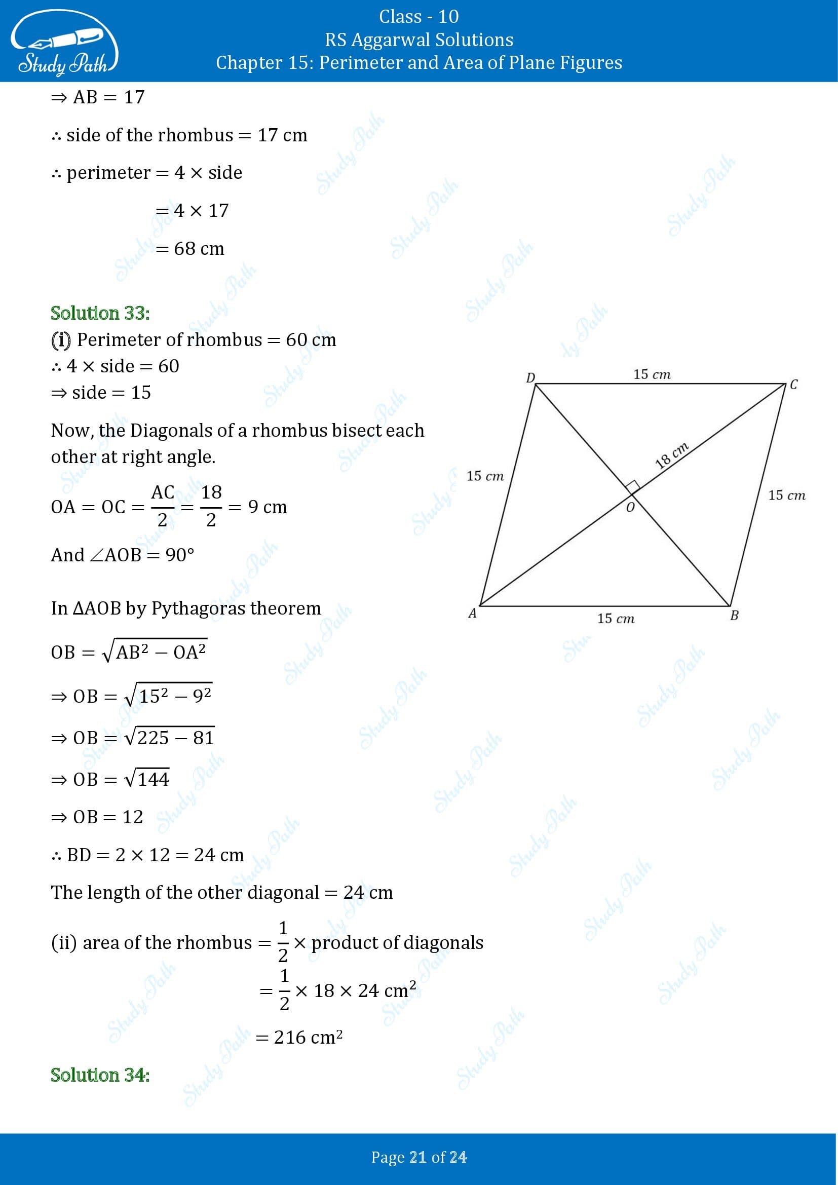 RS Aggarwal Solutions for Class 10 Chapter 15 Perimeter and Area of Plane Figures Exercise 15B 00021