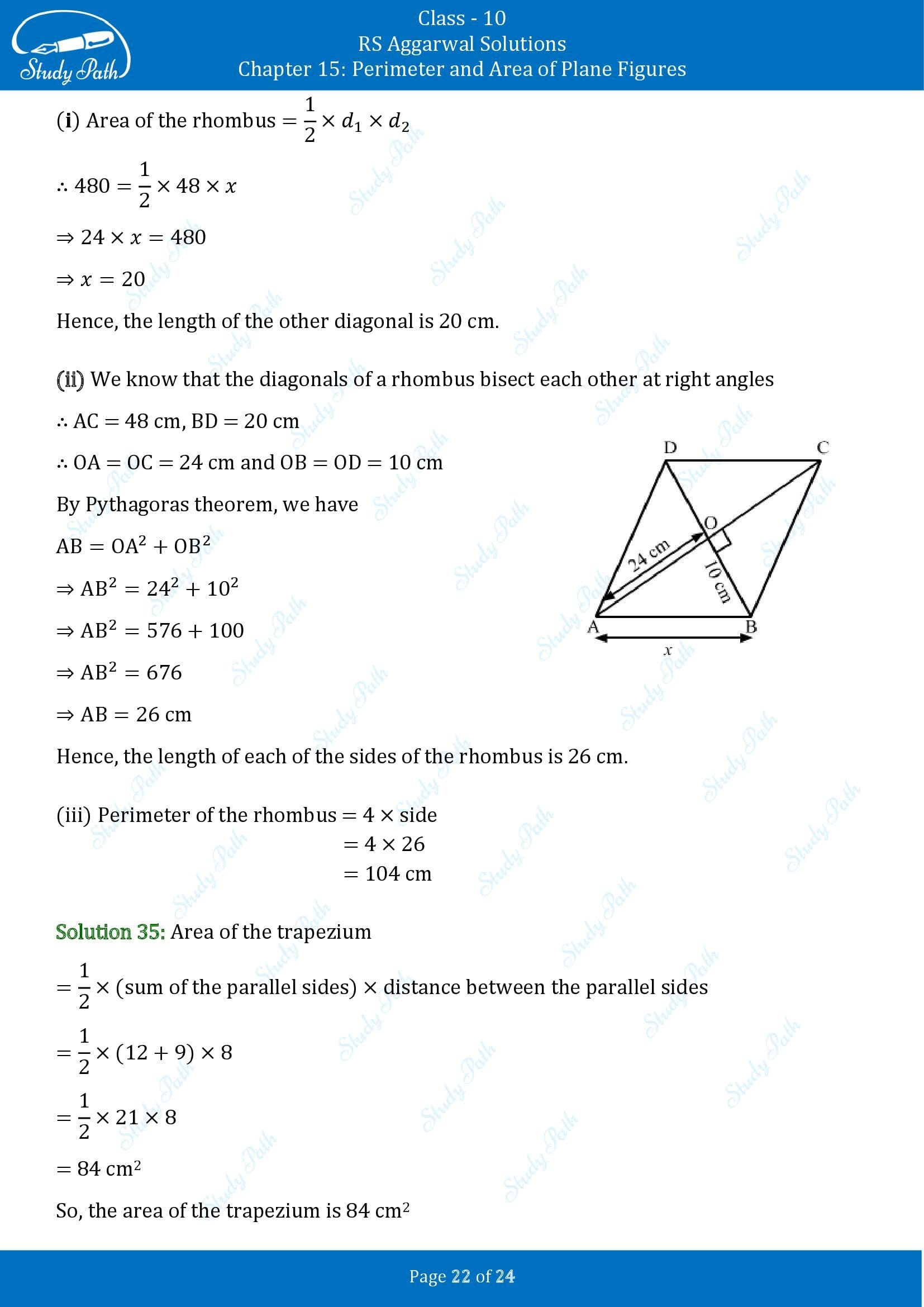 RS Aggarwal Solutions for Class 10 Chapter 15 Perimeter and Area of Plane Figures Exercise 15B 00022