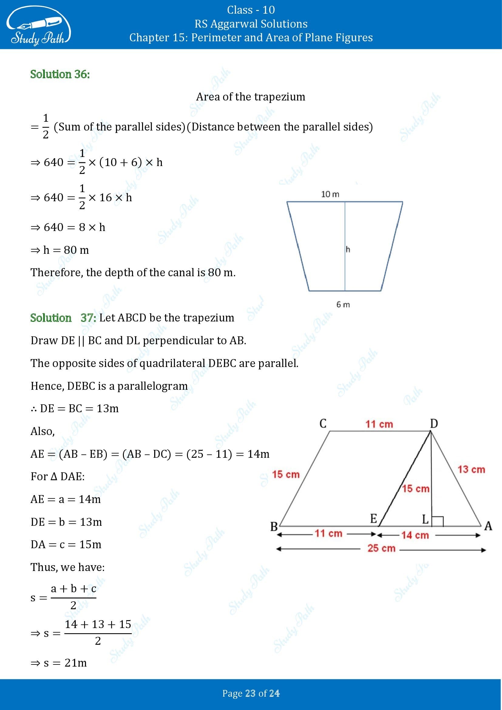 RS Aggarwal Solutions for Class 10 Chapter 15 Perimeter and Area of Plane Figures Exercise 15B 00023