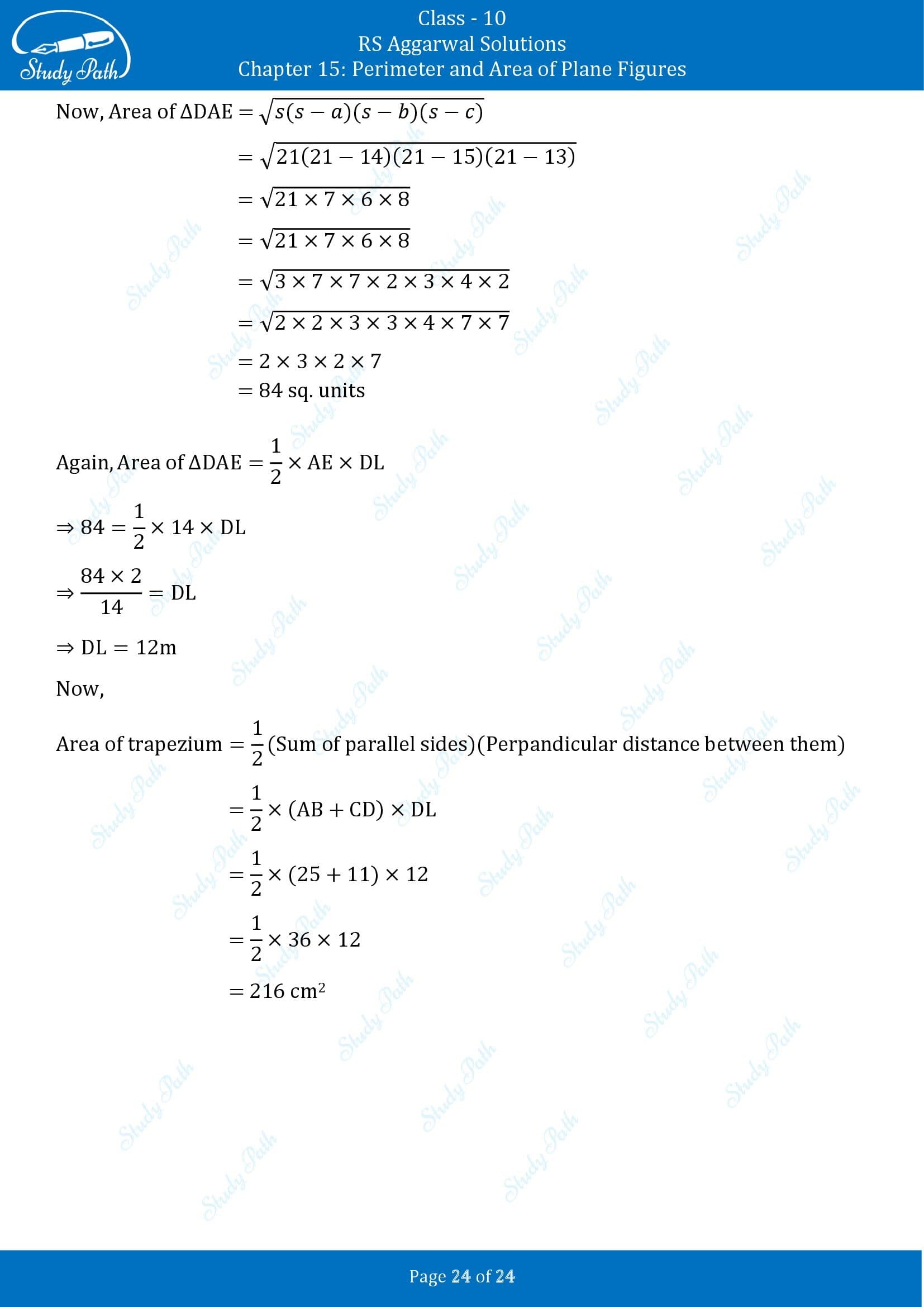 RS Aggarwal Solutions for Class 10 Chapter 15 Perimeter and Area of Plane Figures Exercise 15B 00024