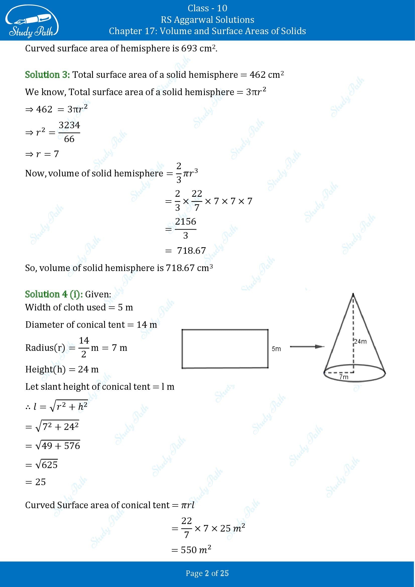 RS Aggarwal Solutions for Class 10 Chapter 17 Volume and Surface Areas of Solids Exercise 17A 00002