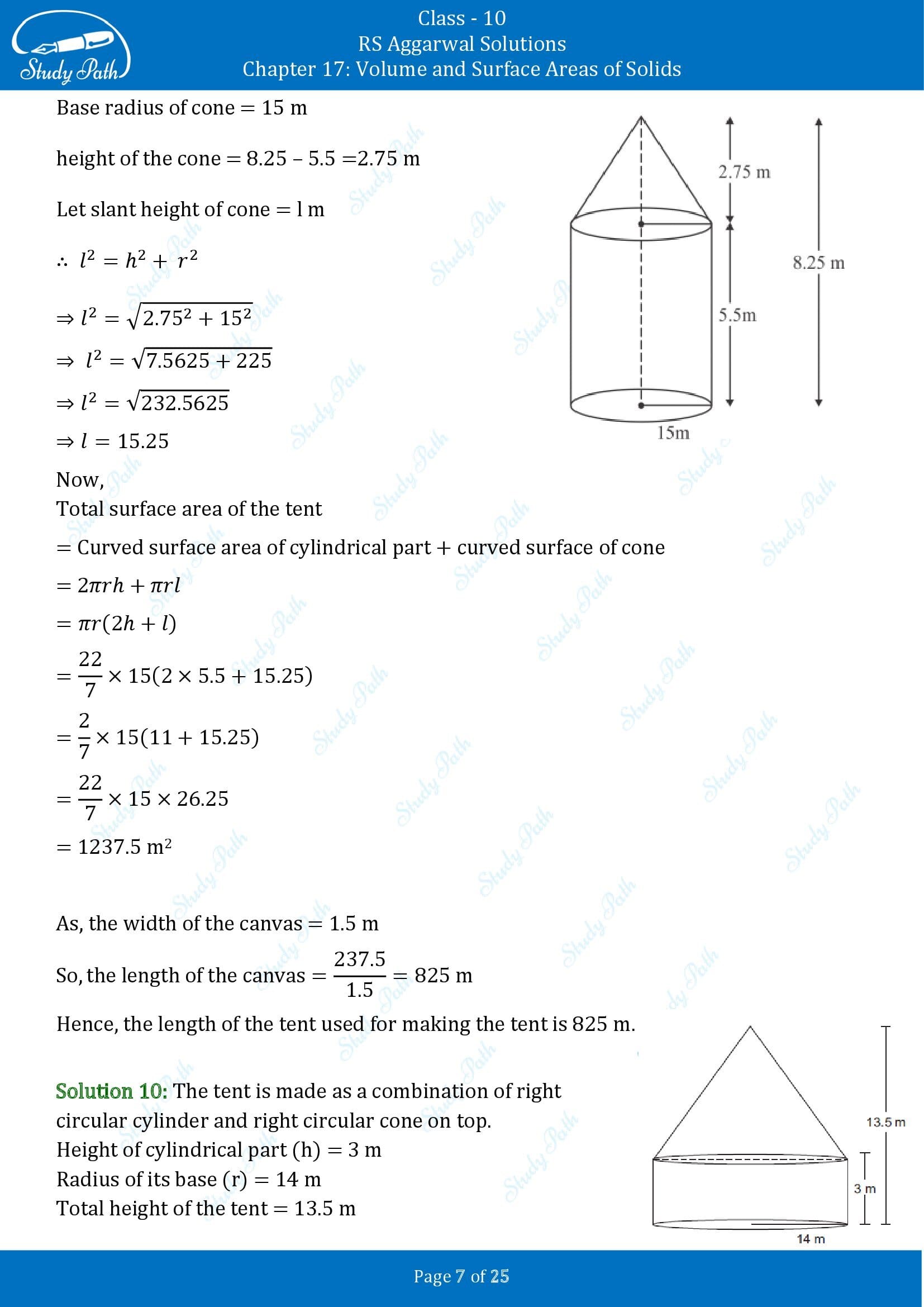 RS Aggarwal Solutions for Class 10 Chapter 17 Volume and Surface Areas of Solids Exercise 17A 00007