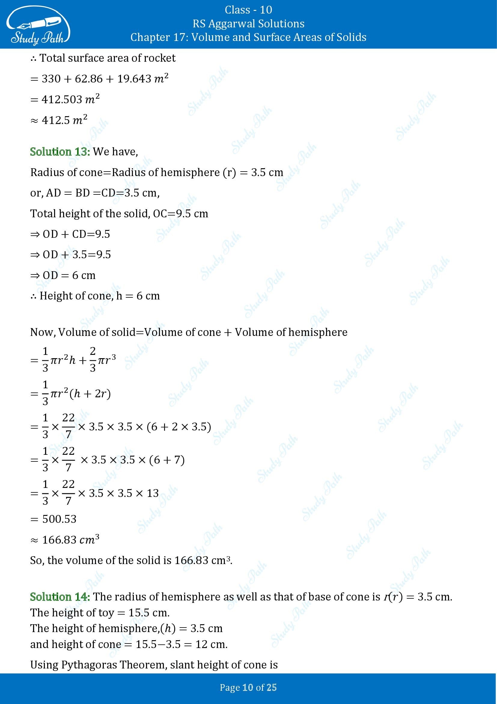 RS Aggarwal Solutions for Class 10 Chapter 17 Volume and Surface Areas of Solids Exercise 17A 00010