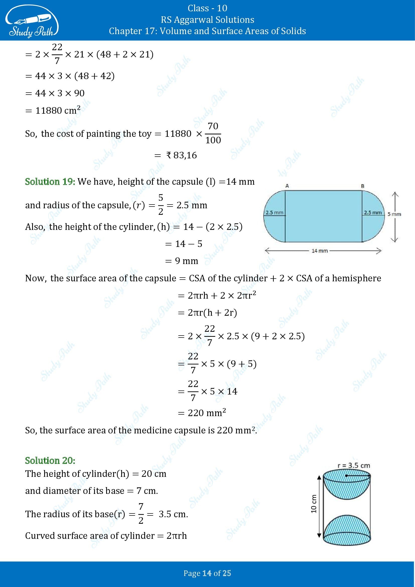 RS Aggarwal Solutions for Class 10 Chapter 17 Volume and Surface Areas of Solids Exercise 17A 00014