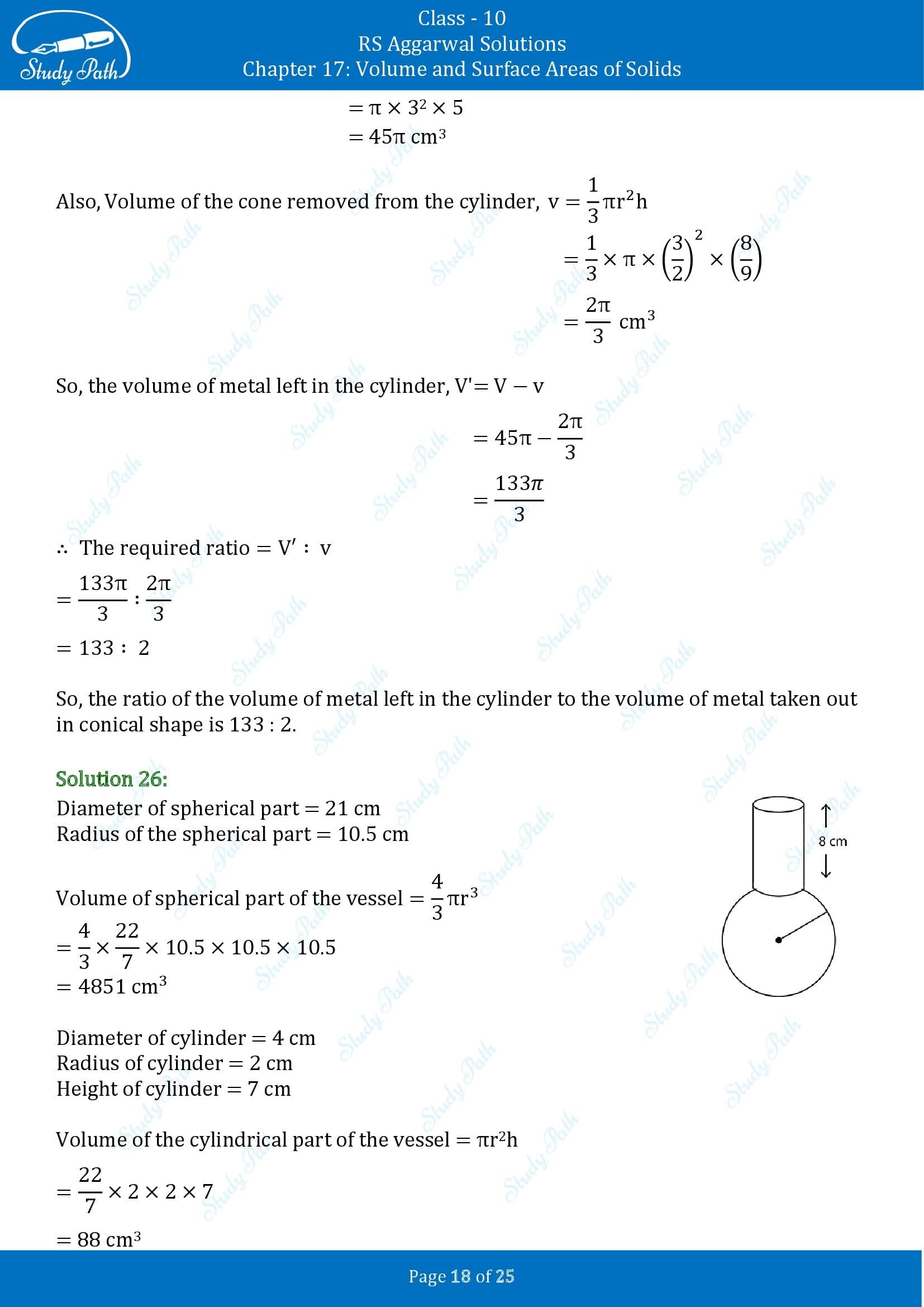 RS Aggarwal Solutions for Class 10 Chapter 17 Volume and Surface Areas of Solids Exercise 17A 00018