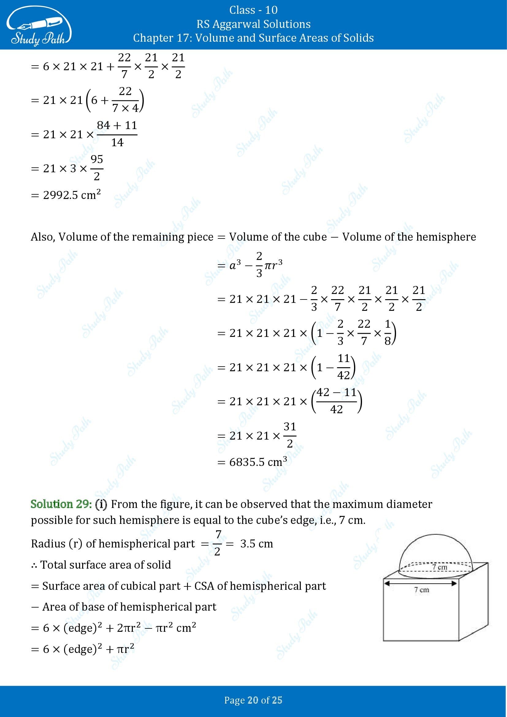 RS Aggarwal Solutions for Class 10 Chapter 17 Volume and Surface Areas of Solids Exercise 17A 00020