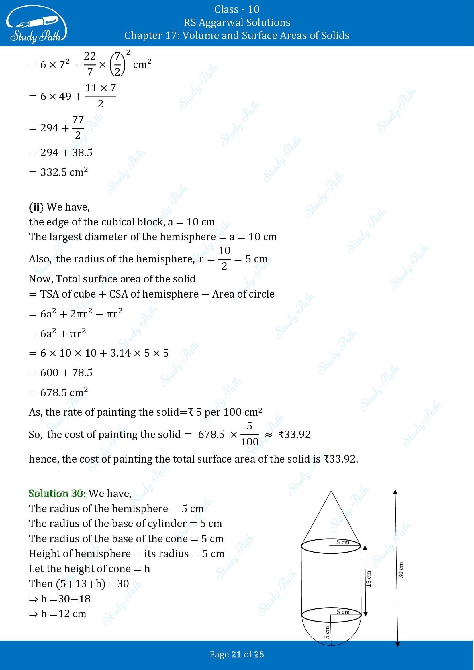 RS Aggarwal Solutions for Class 10 Chapter 17 Volume and Surface Areas of Solids Exercise 17A 00021