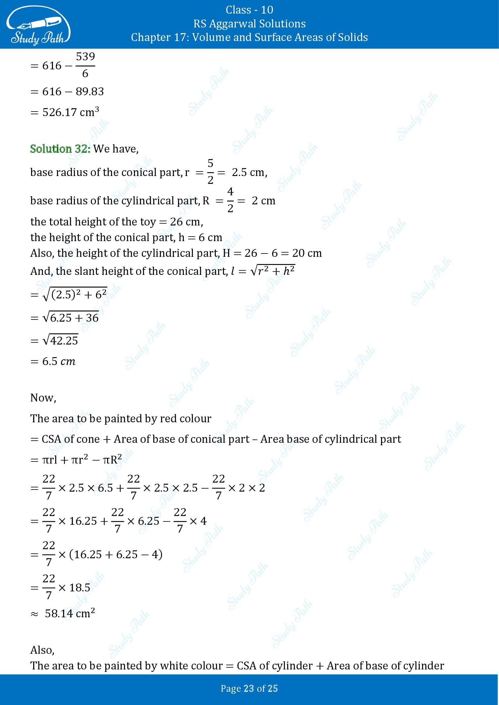 RS Aggarwal Solutions for Class 10 Chapter 17 Volume and Surface Areas of Solids Exercise 17A 00023