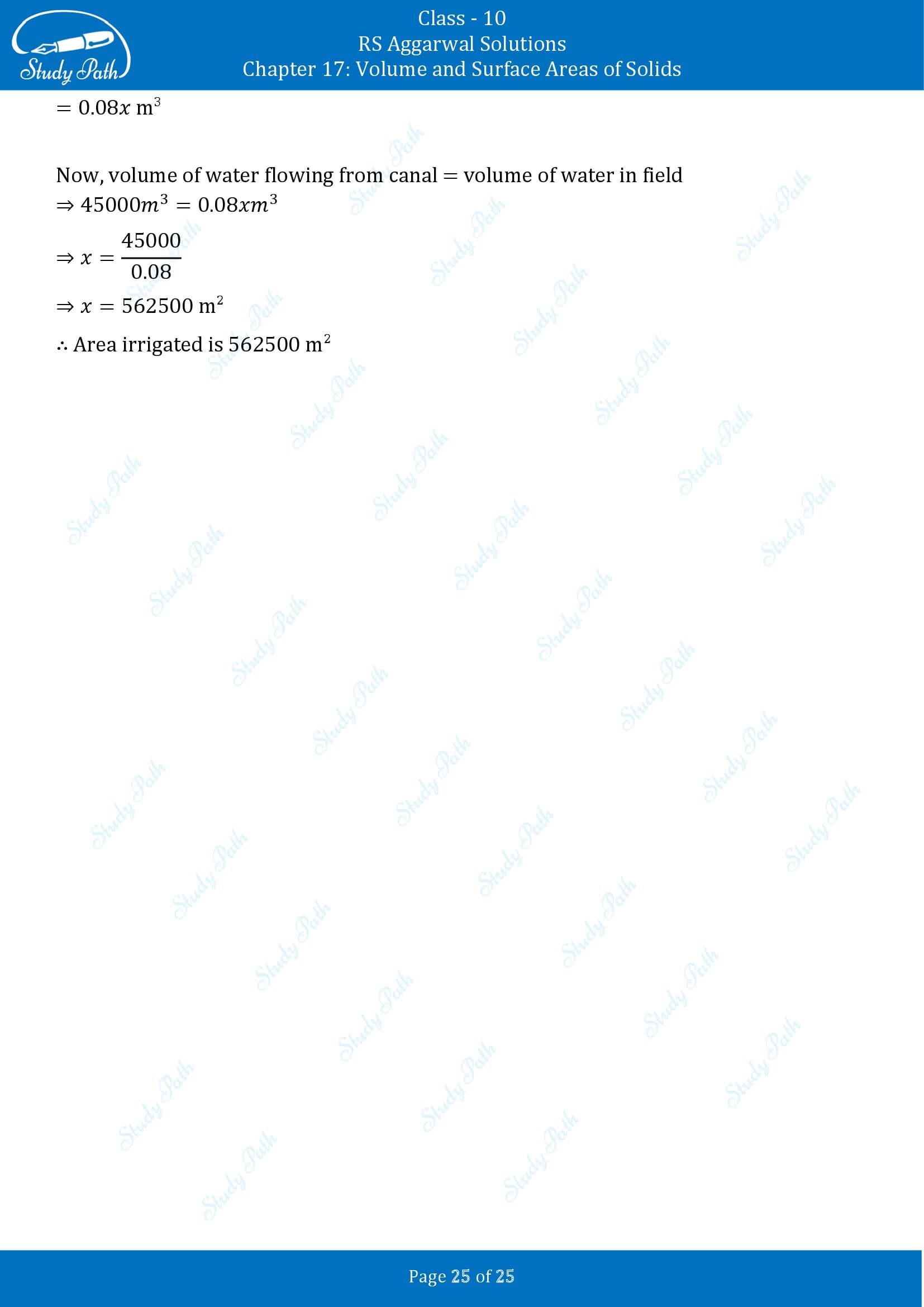 RS Aggarwal Solutions for Class 10 Chapter 17 Volume and Surface Areas of Solids Exercise 17A 00025