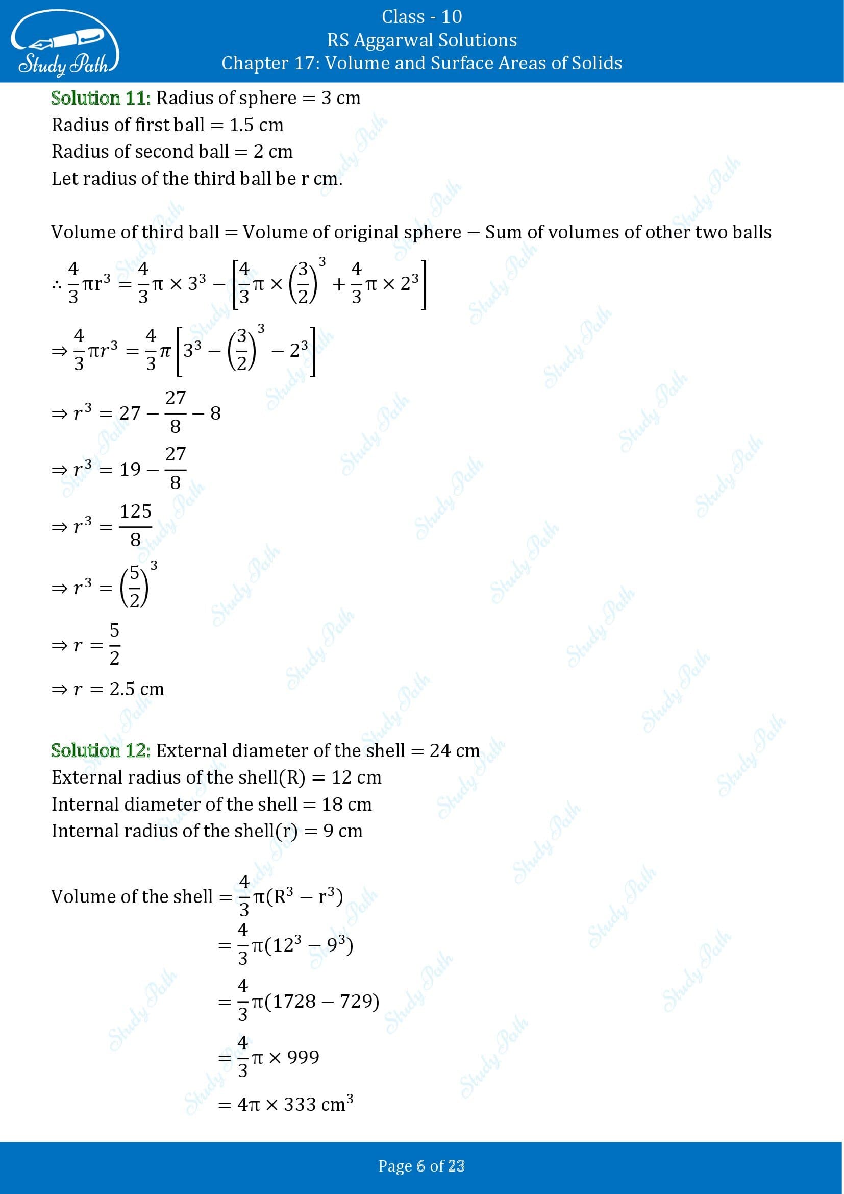 RS Aggarwal Solutions for Class 10 Chapter 17 Volume and Surface Areas of Solids Exercise 17B 00006