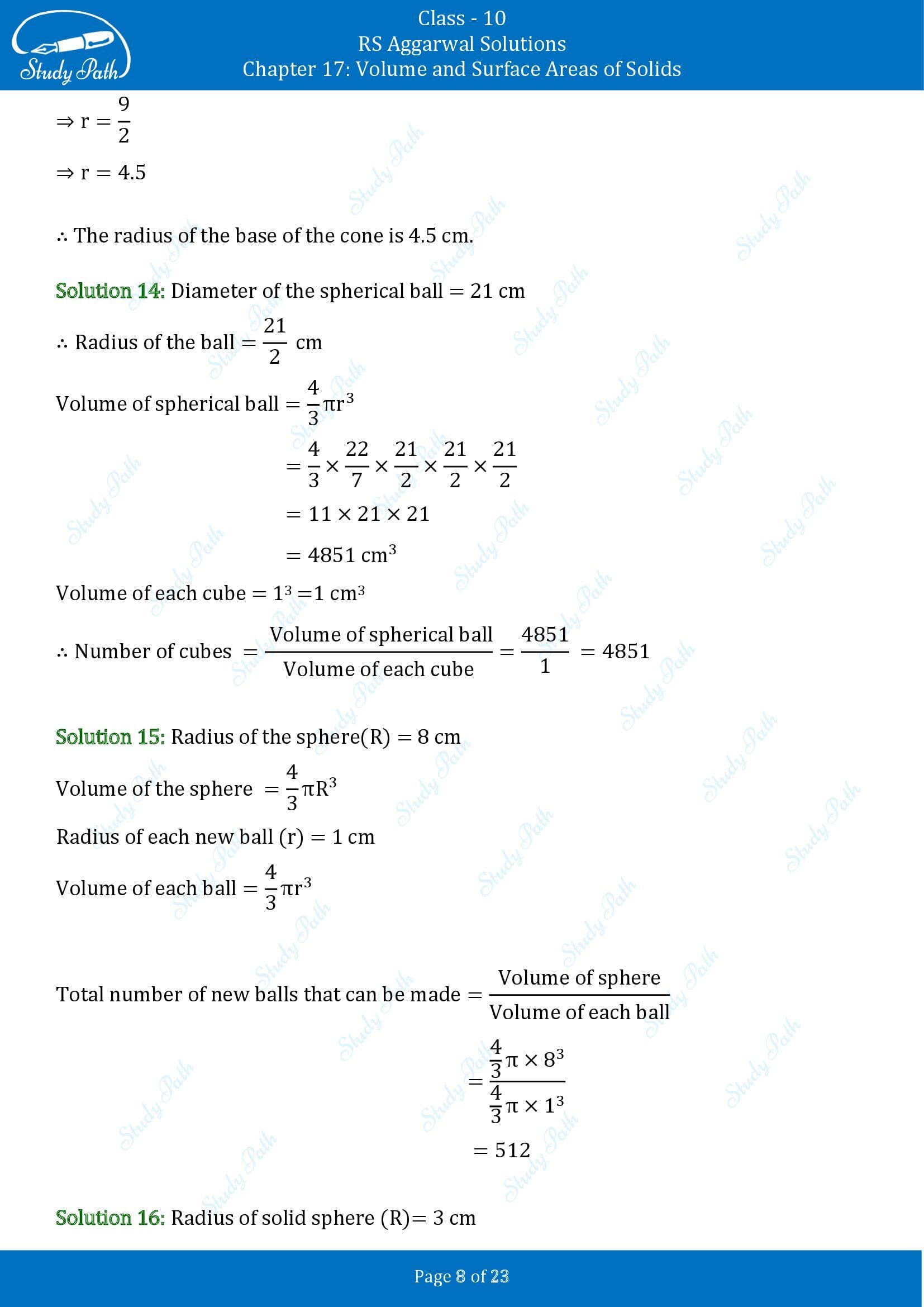 RS Aggarwal Solutions for Class 10 Chapter 17 Volume and Surface Areas of Solids Exercise 17B 00008