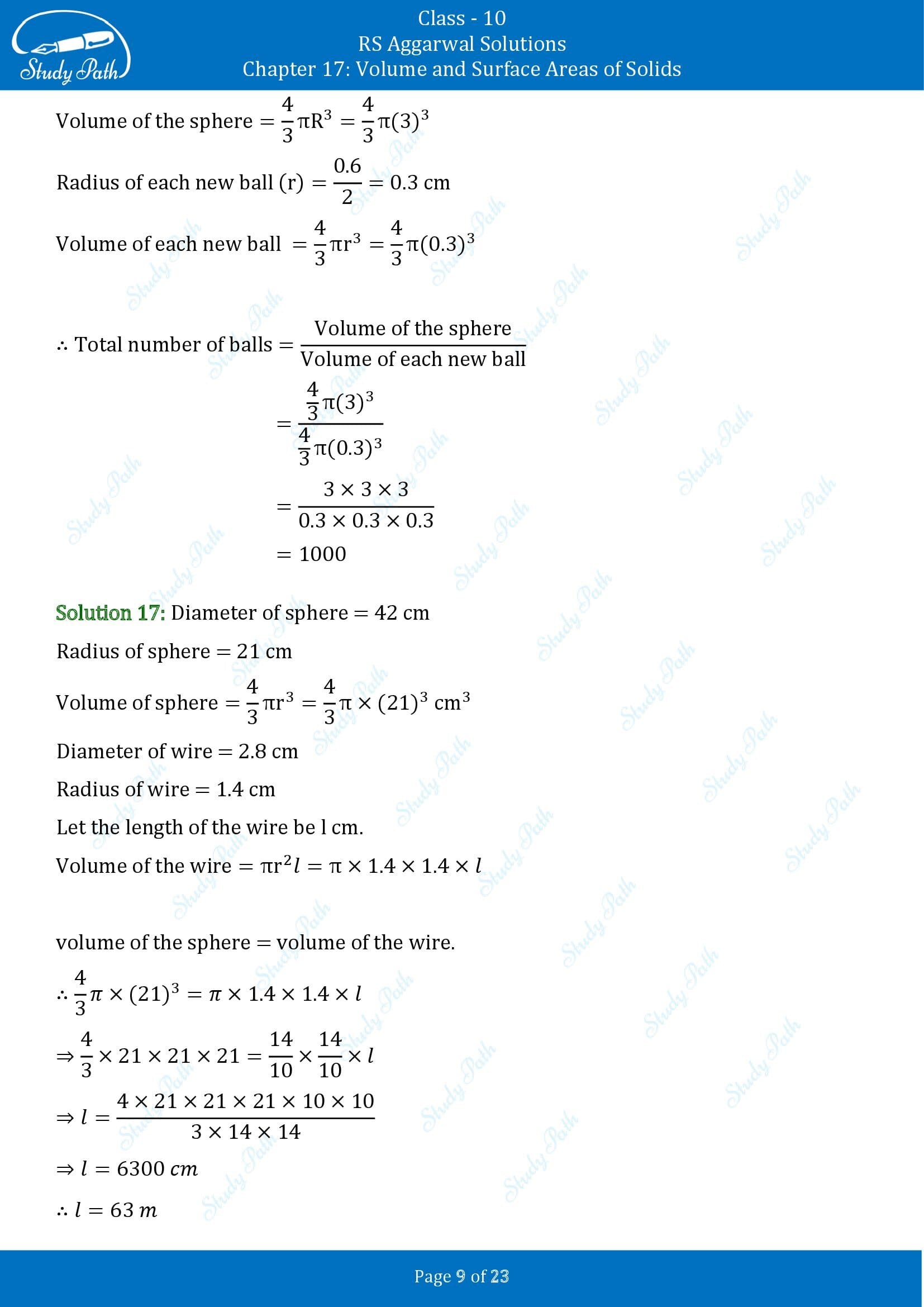 RS Aggarwal Solutions for Class 10 Chapter 17 Volume and Surface Areas of Solids Exercise 17B 00009