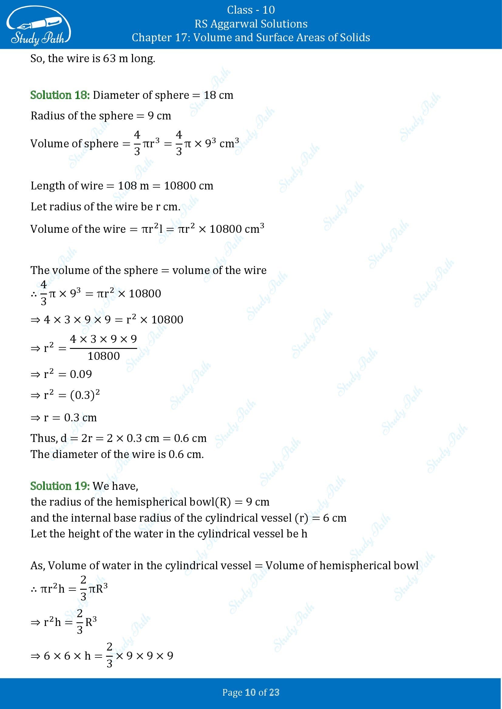 RS Aggarwal Solutions for Class 10 Chapter 17 Volume and Surface Areas of Solids Exercise 17B 00010