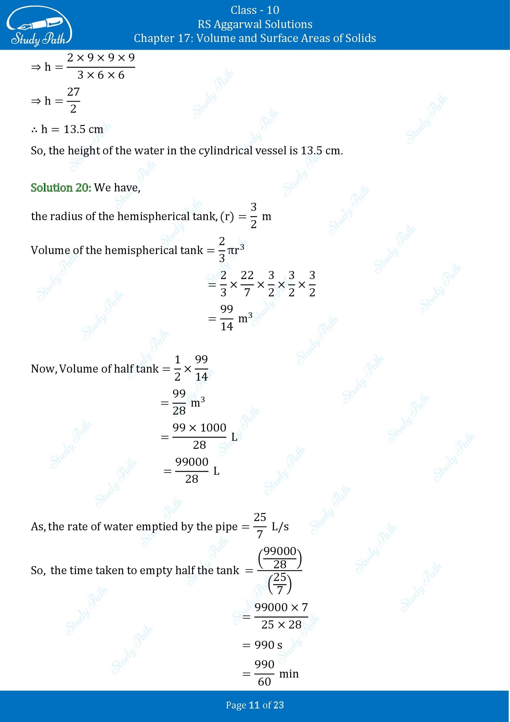 RS Aggarwal Solutions for Class 10 Chapter 17 Volume and Surface Areas of Solids Exercise 17B 00011