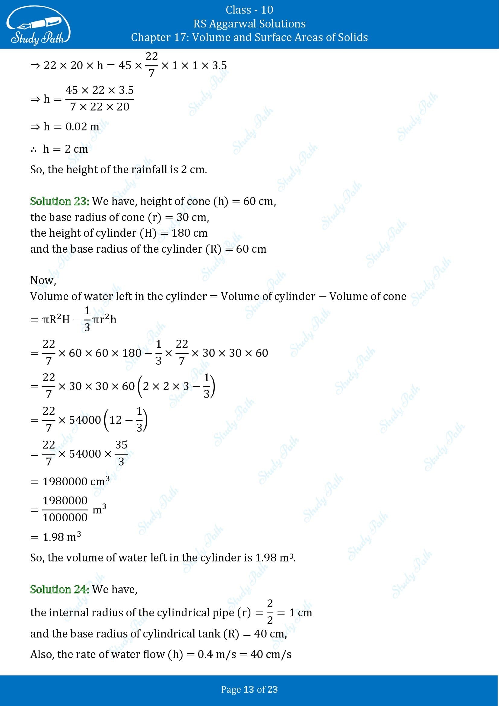 RS Aggarwal Solutions for Class 10 Chapter 17 Volume and Surface Areas of Solids Exercise 17B 00013