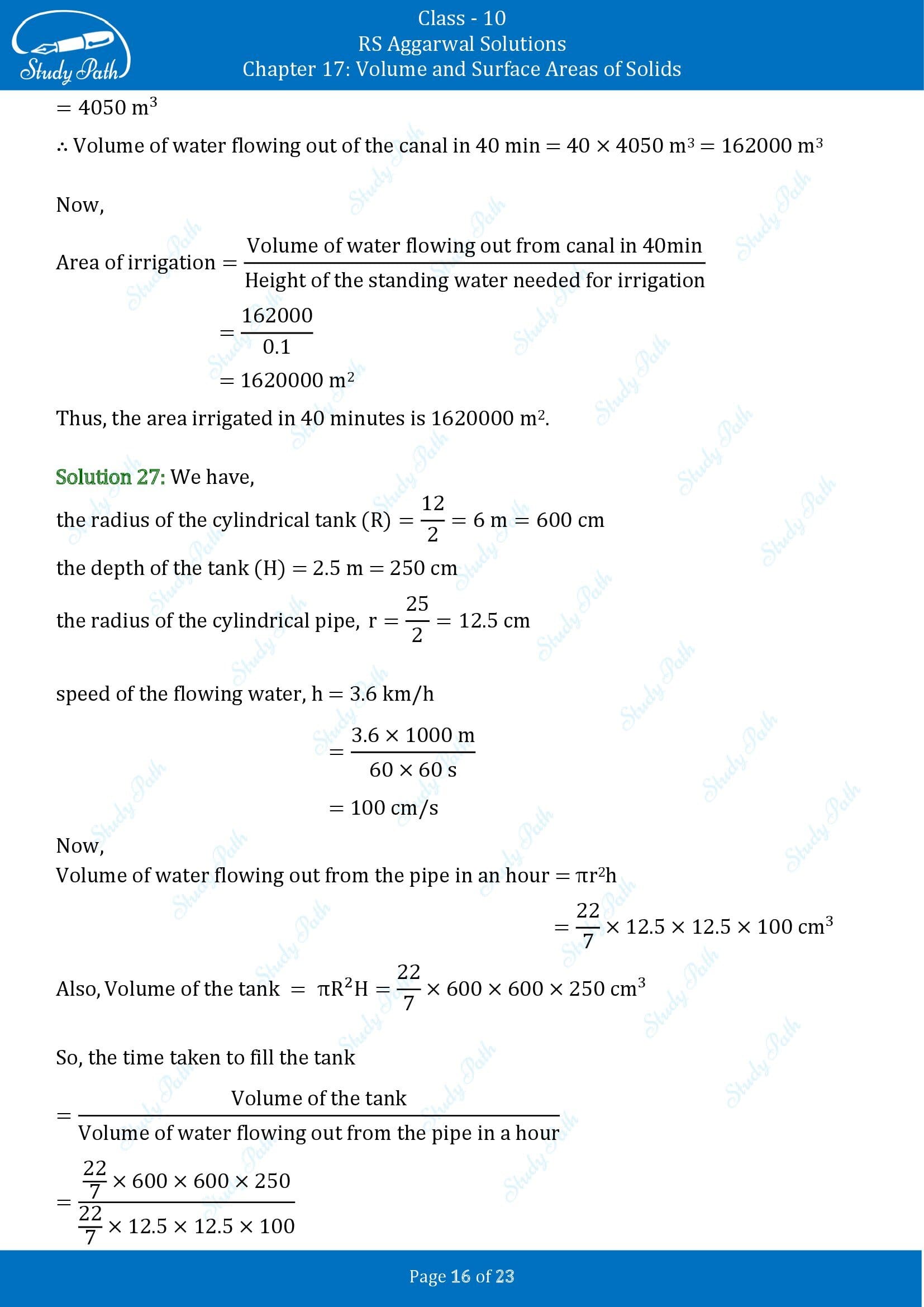 RS Aggarwal Solutions for Class 10 Chapter 17 Volume and Surface Areas of Solids Exercise 17B 00016