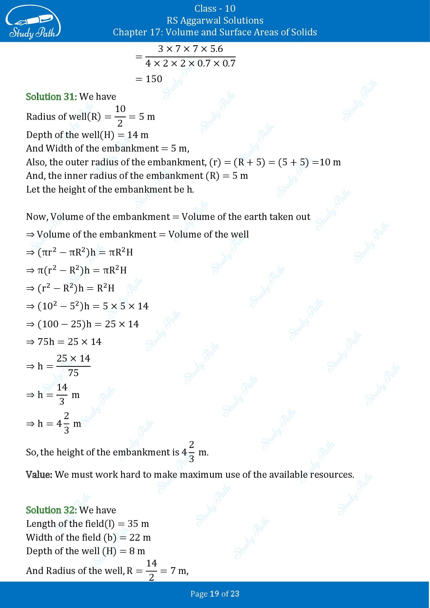 RS Aggarwal Solutions for Class 10 Chapter 17 Volume and Surface Areas of Solids Exercise 17B 00019