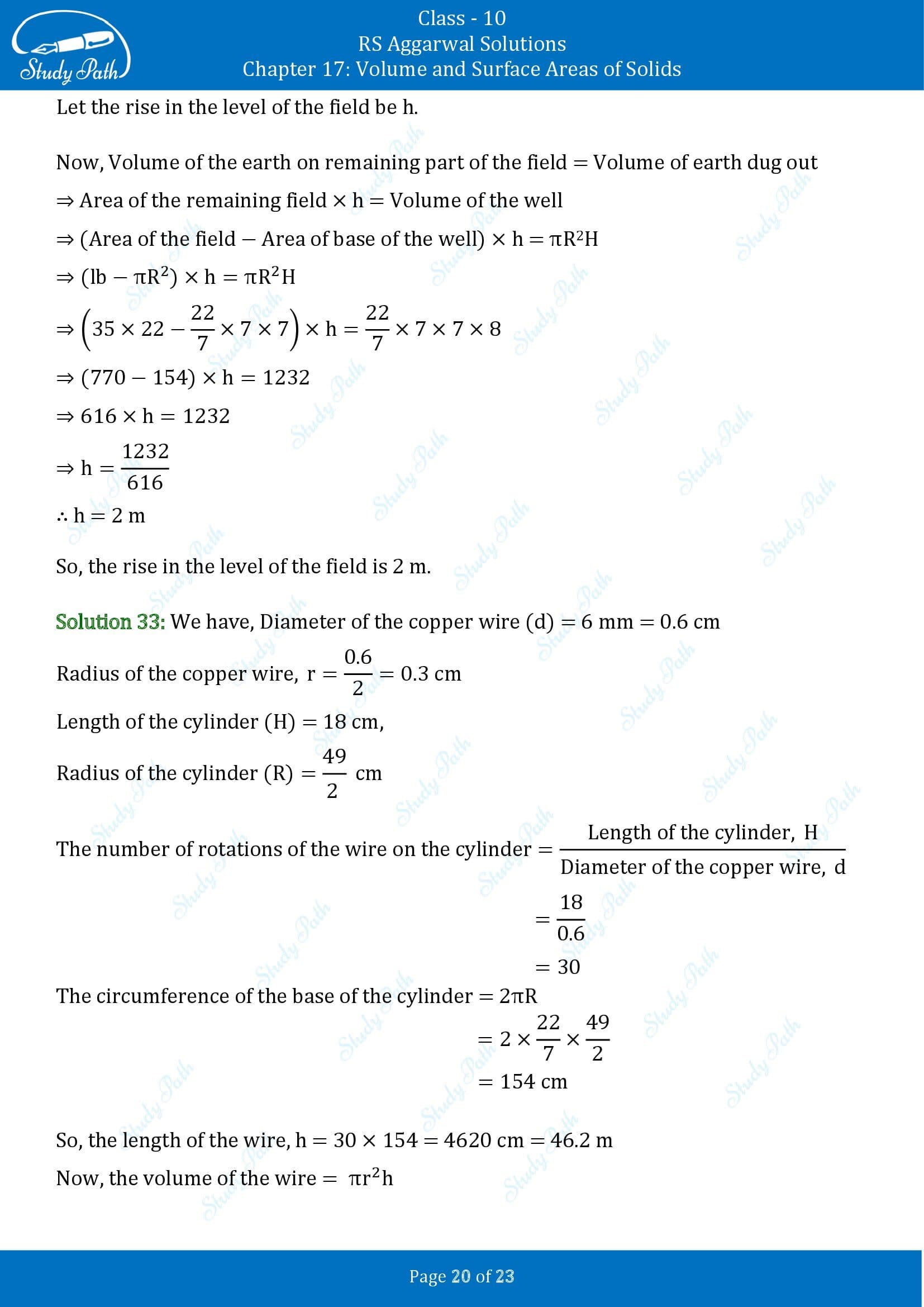 RS Aggarwal Solutions for Class 10 Chapter 17 Volume and Surface Areas of Solids Exercise 17B 00020