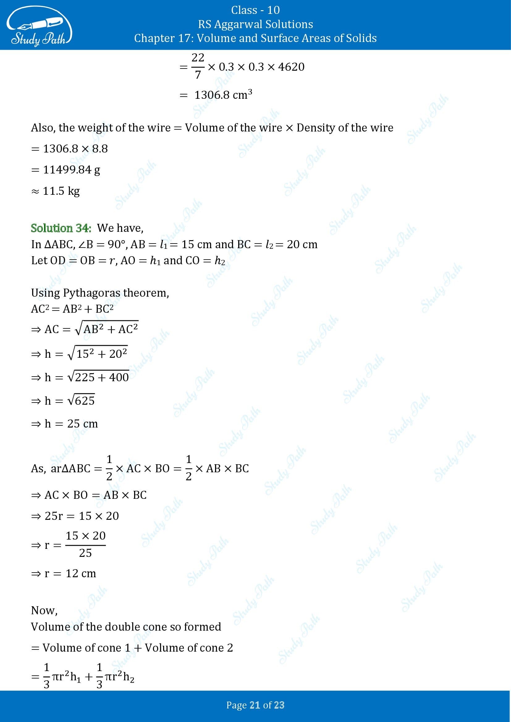 RS Aggarwal Solutions for Class 10 Chapter 17 Volume and Surface Areas of Solids Exercise 17B 00021