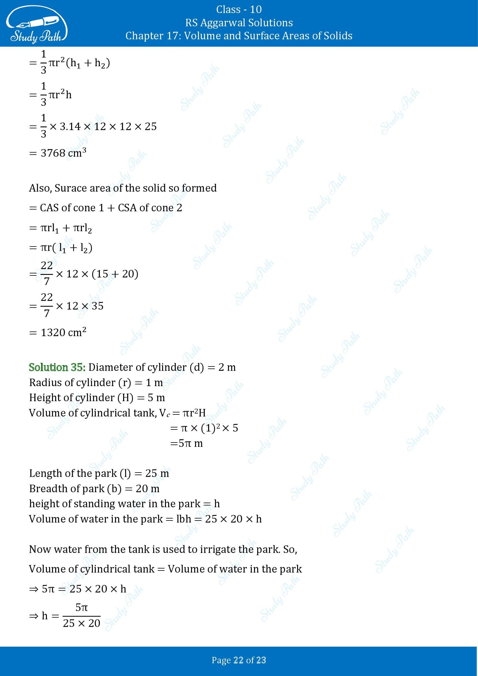 RS Aggarwal Solutions for Class 10 Chapter 17 Volume and Surface Areas of Solids Exercise 17B 00022