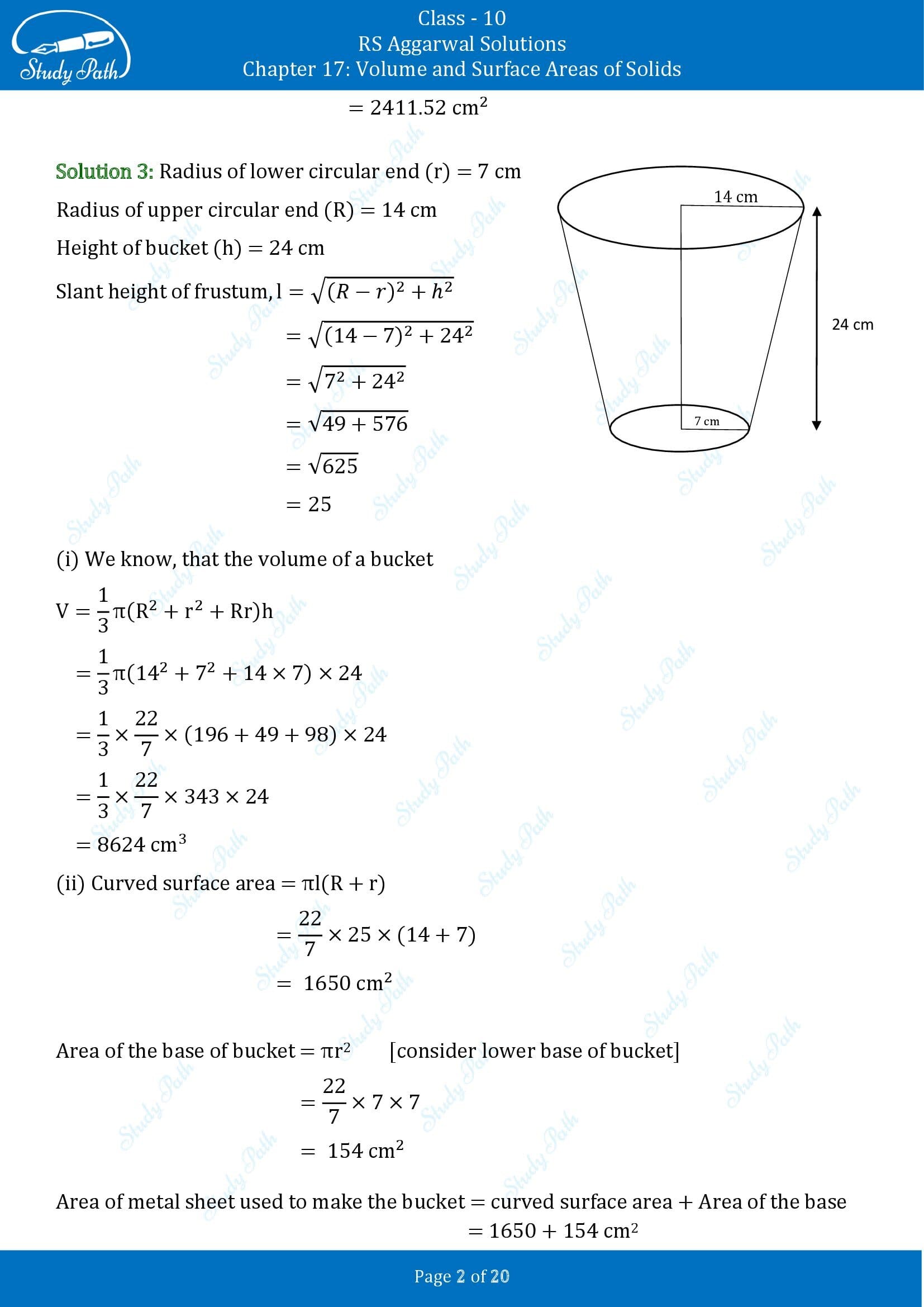 RS Aggarwal Solutions for Class 10 Chapter 17 Volume and Surface Areas of Solids Exercise 17C 00002