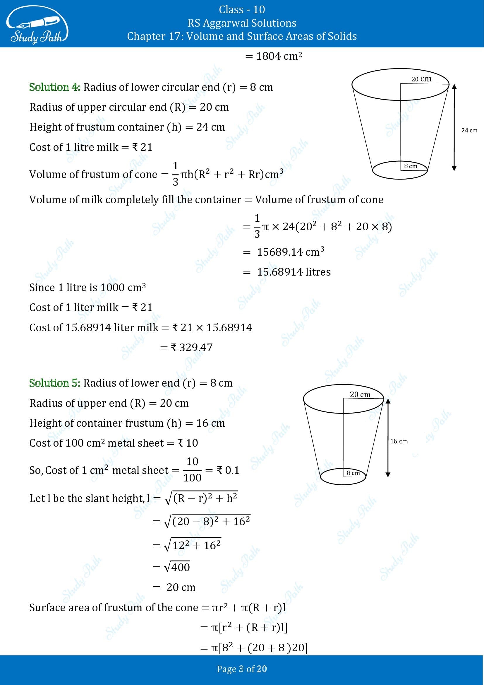 RS Aggarwal Solutions for Class 10 Chapter 17 Volume and Surface Areas of Solids Exercise 17C 00003