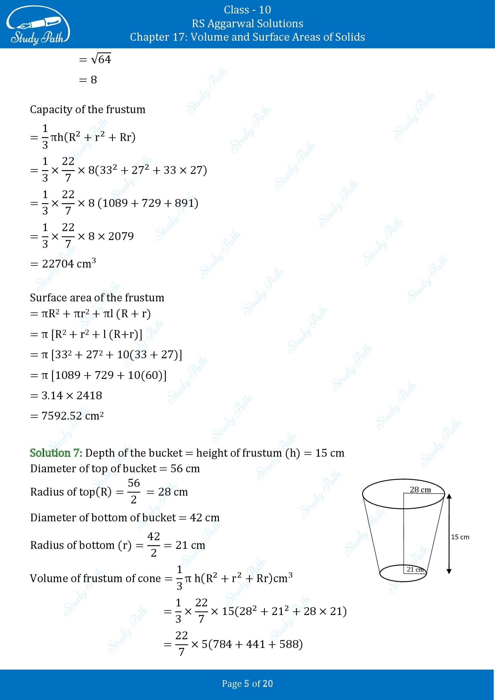 RS Aggarwal Solutions for Class 10 Chapter 17 Volume and Surface Areas of Solids Exercise 17C 00005