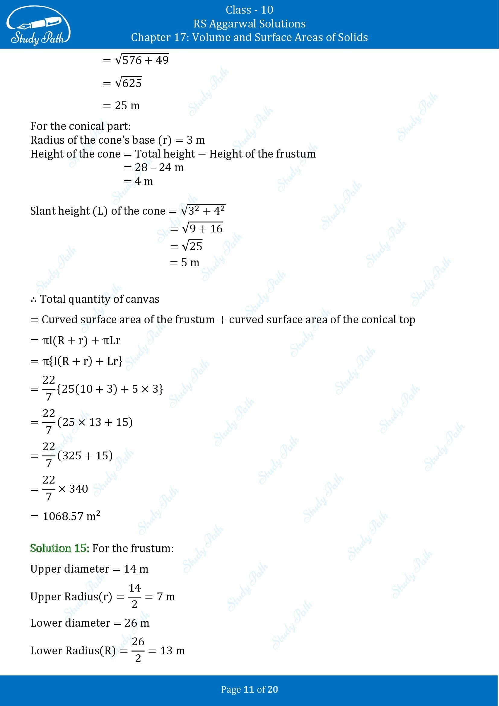 RS Aggarwal Solutions for Class 10 Chapter 17 Volume and Surface Areas of Solids Exercise 17C 00011