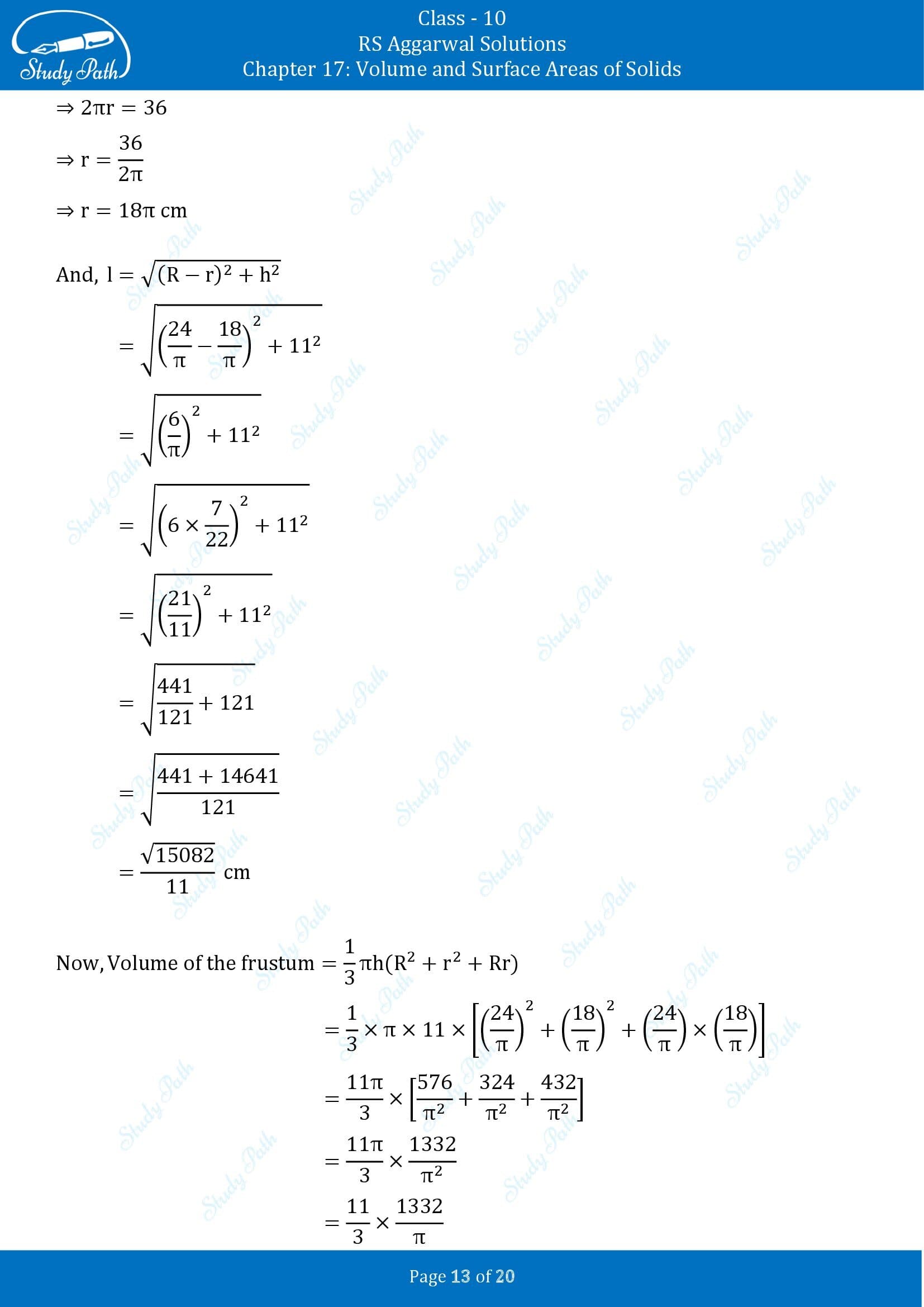 RS Aggarwal Solutions for Class 10 Chapter 17 Volume and Surface Areas of Solids Exercise 17C 00013