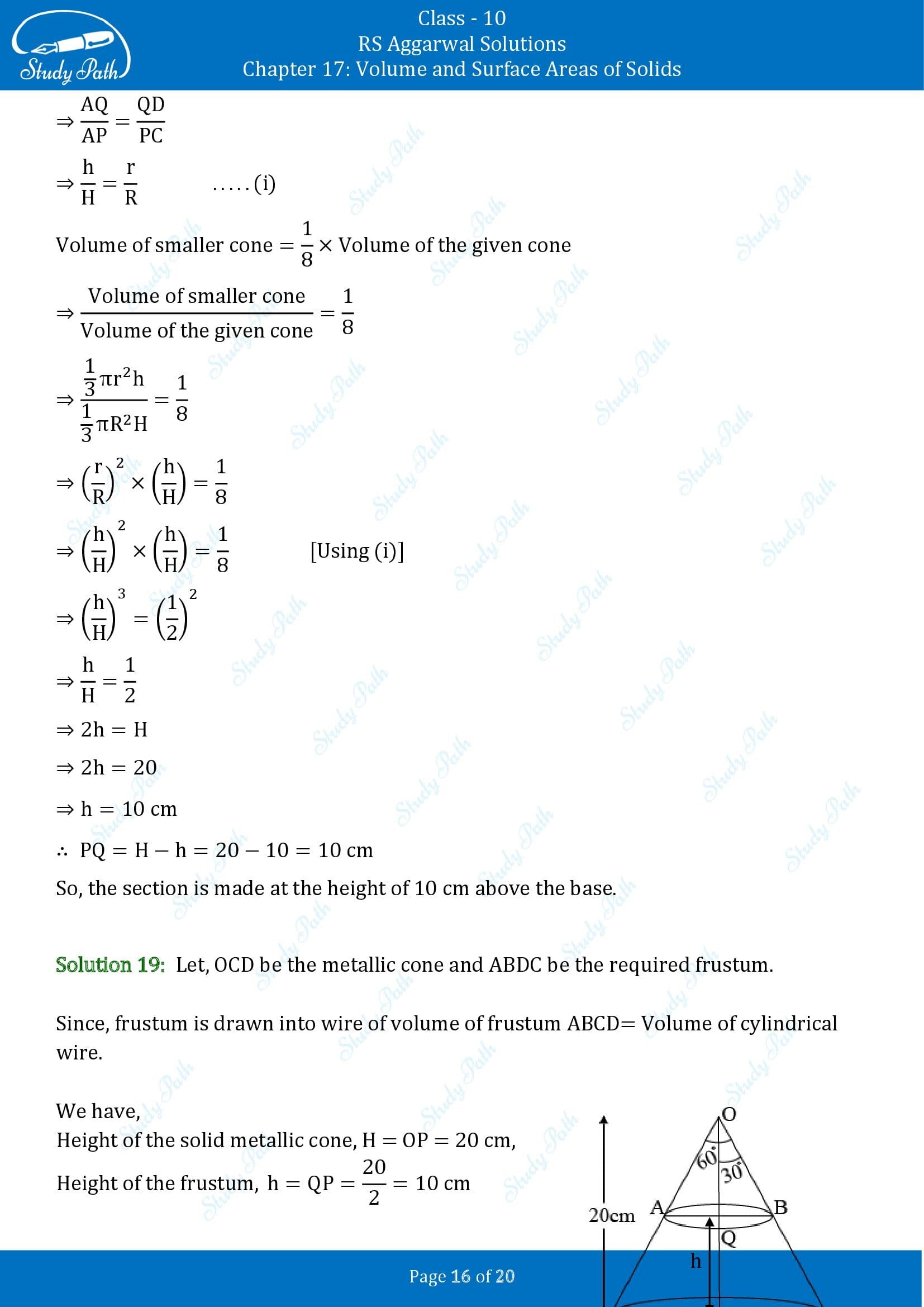 RS Aggarwal Solutions for Class 10 Chapter 17 Volume and Surface Areas of Solids Exercise 17C 00016