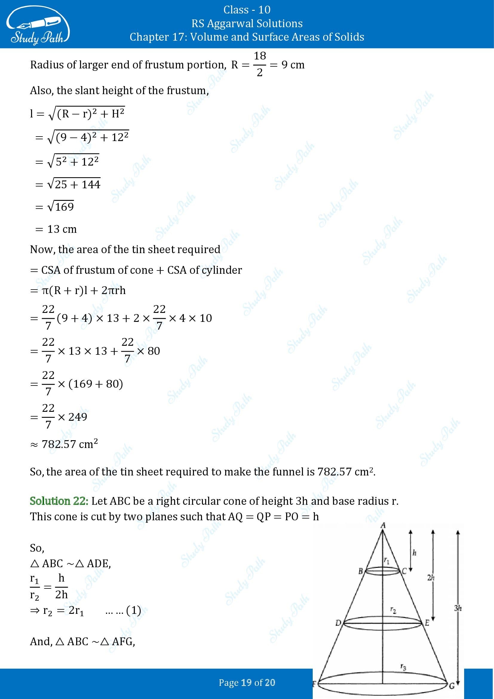 RS Aggarwal Solutions for Class 10 Chapter 17 Volume and Surface Areas of Solids Exercise 17C 00019