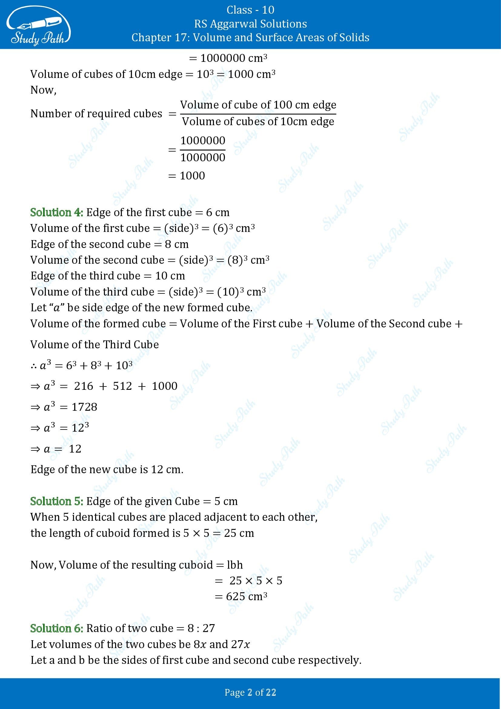 RS Aggarwal Solutions for Class 10 Chapter 17 Volume and Surface Areas of Solids Exercise 17D 00002