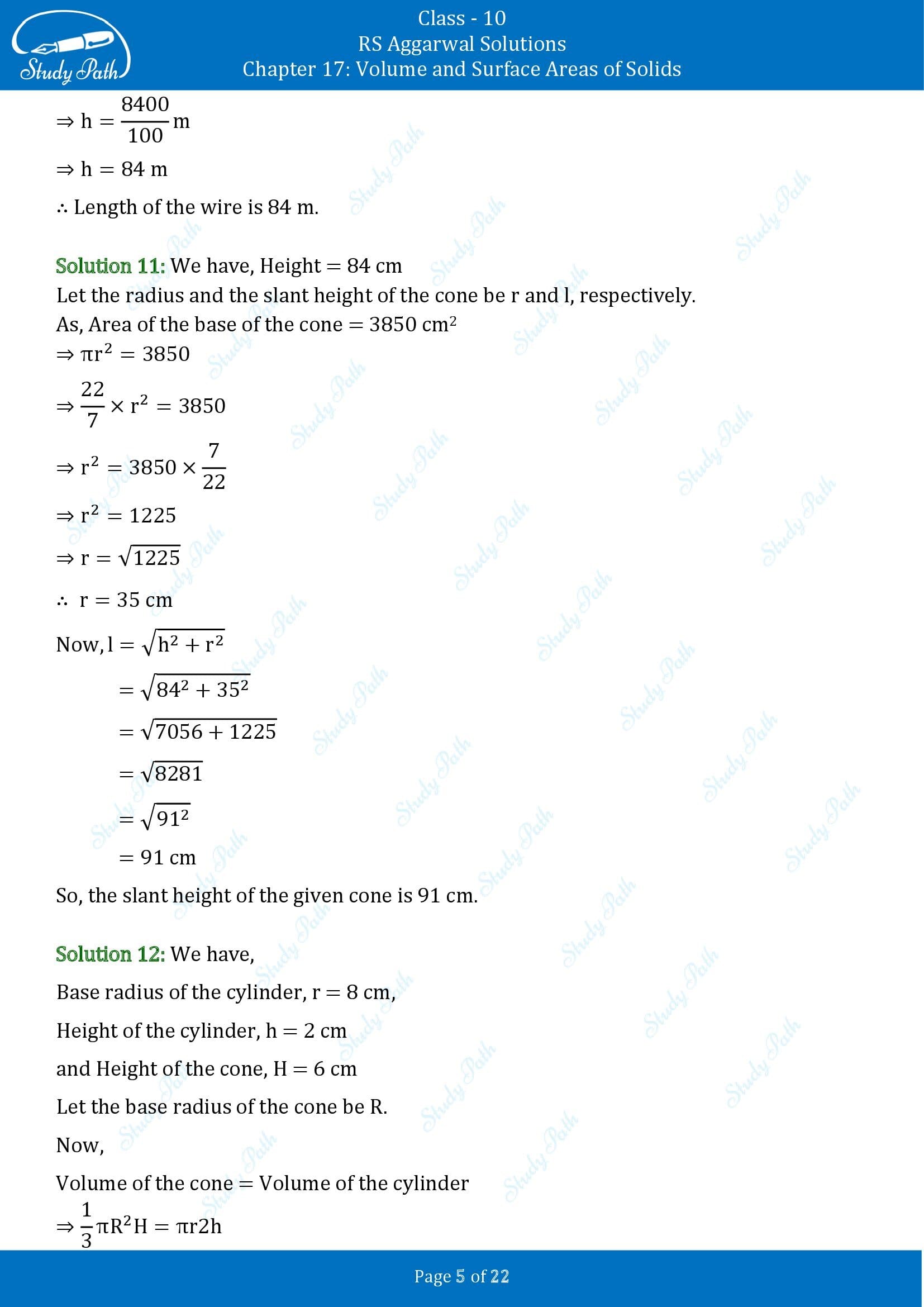 RS Aggarwal Solutions for Class 10 Chapter 17 Volume and Surface Areas of Solids Exercise 17D 00005